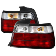 1992-1998 BMW E36 3 Series Sedan Tail Lights Chrome Housing/Red Clear Lens