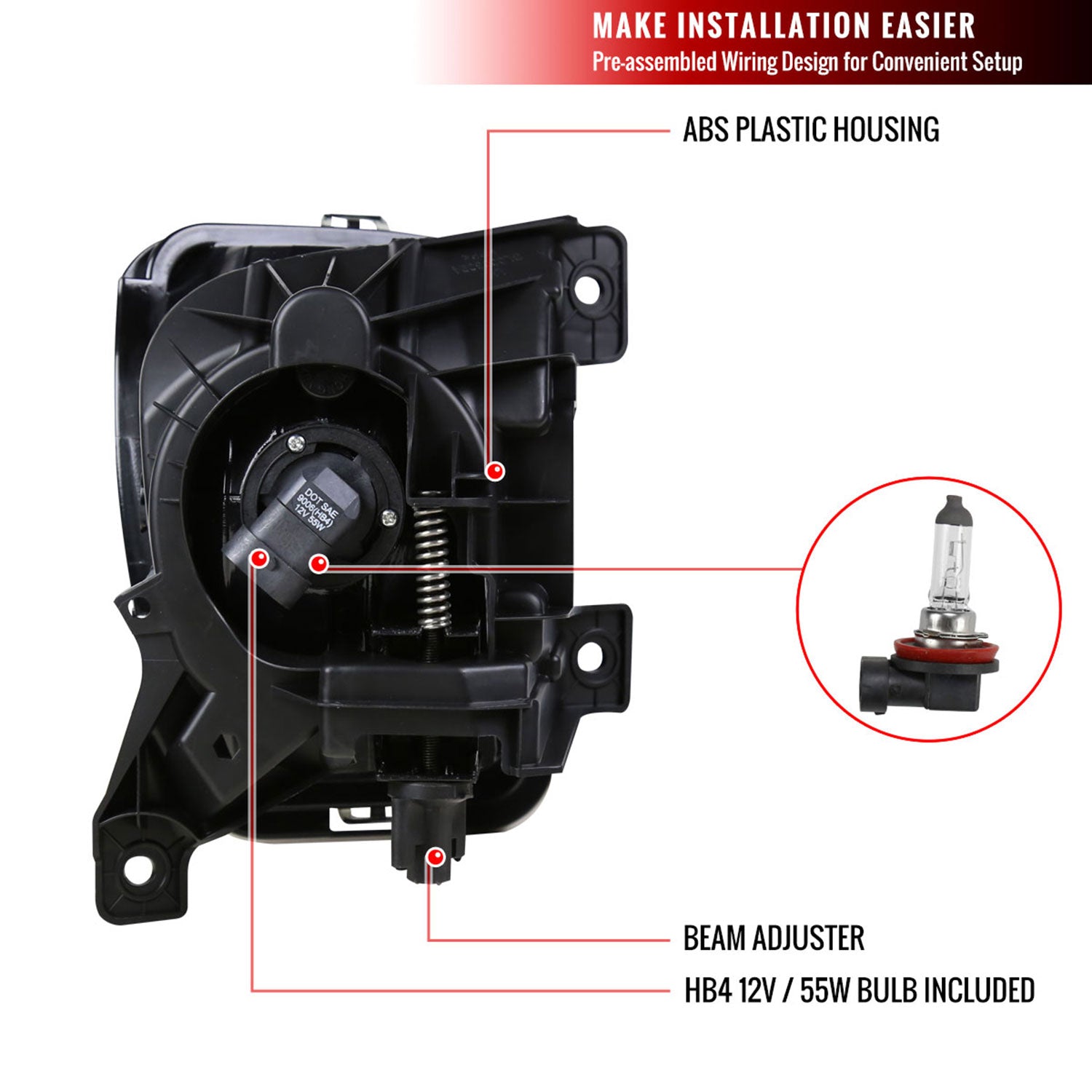 2013-2018 Dodge RAM 1500 9006 Fog Lights Kit Chrome Housing/Clear Lens