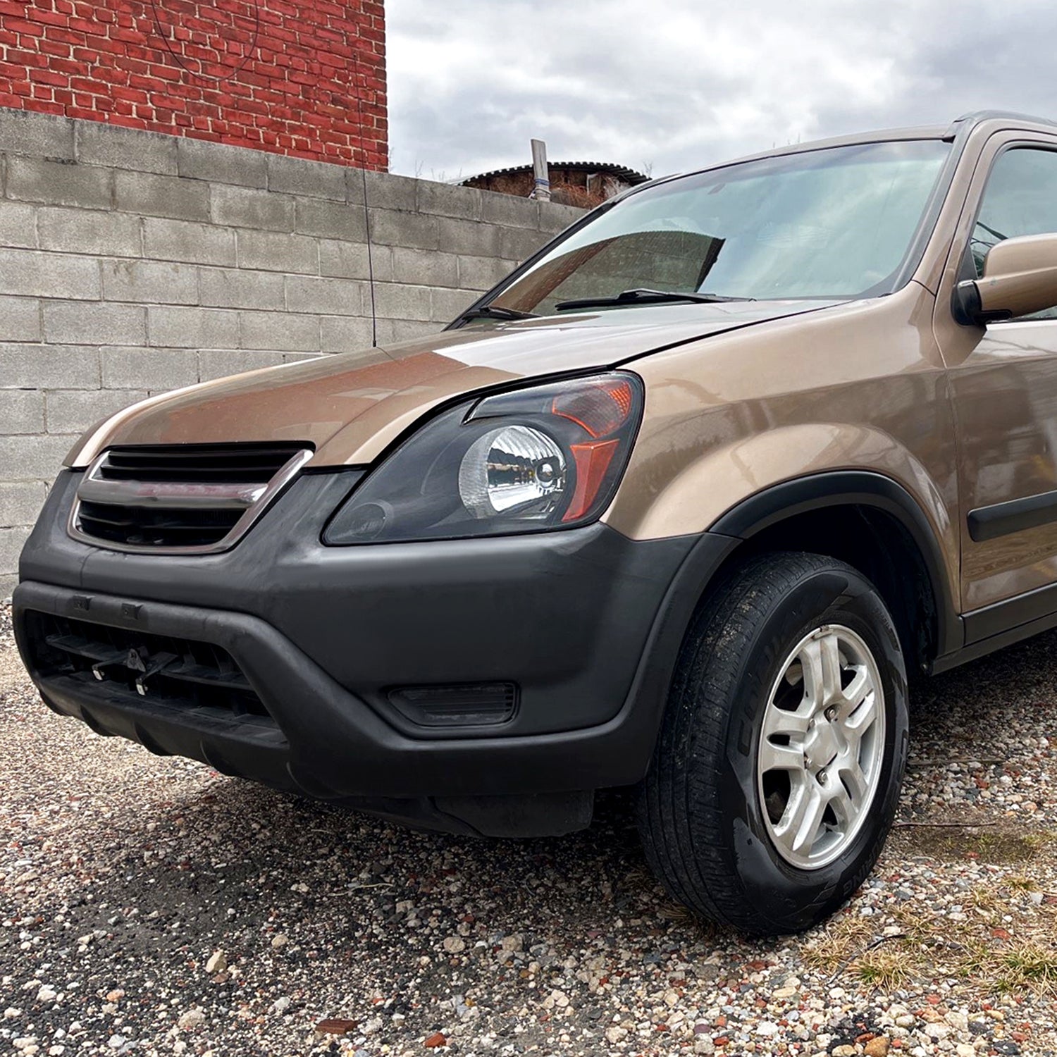 2002-2004 Honda CR-V Factory Headlights w/Amber Reflector Matt Black/Clear