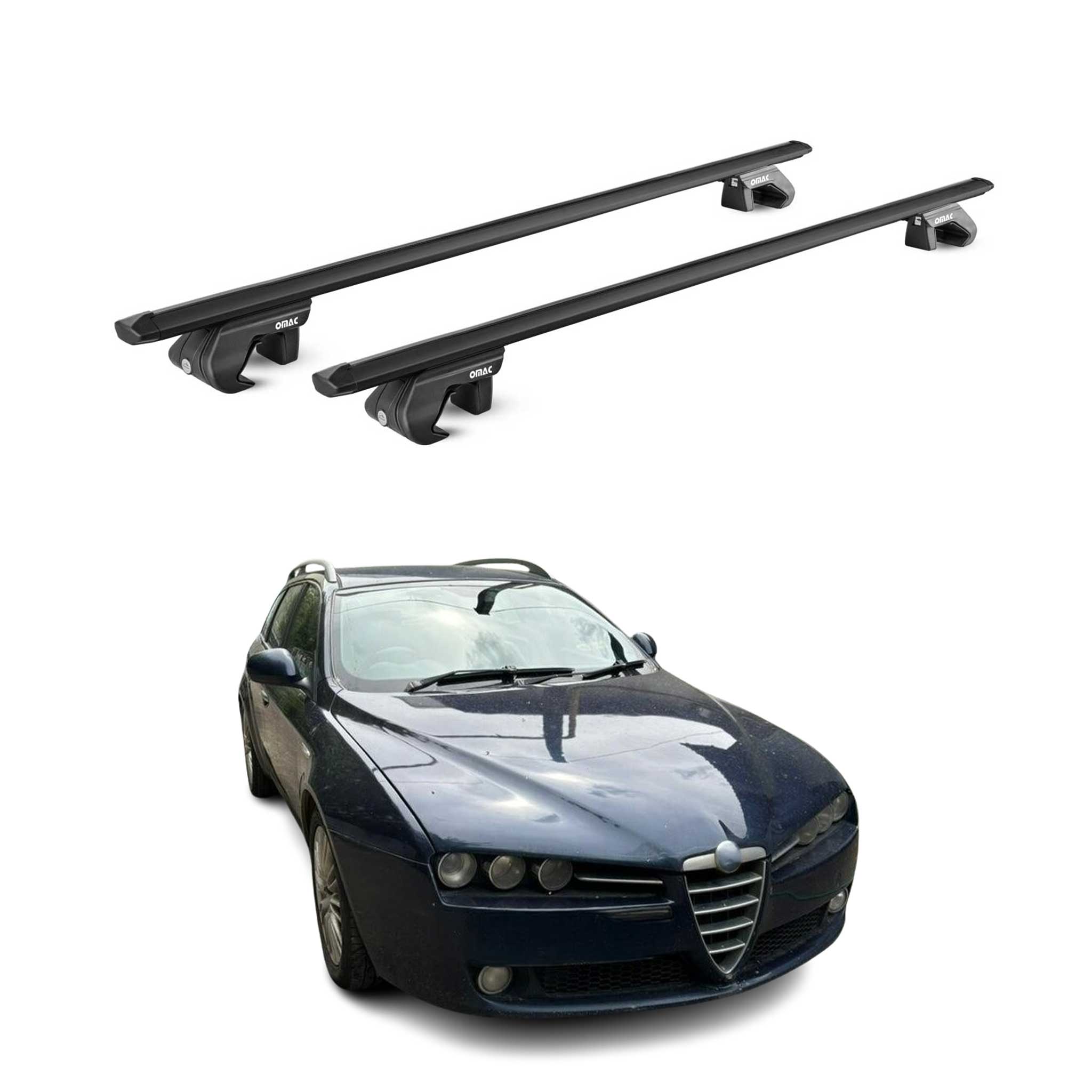2007-2012 Alfa Romeo 159 Roof Rack Cross Bars Black
