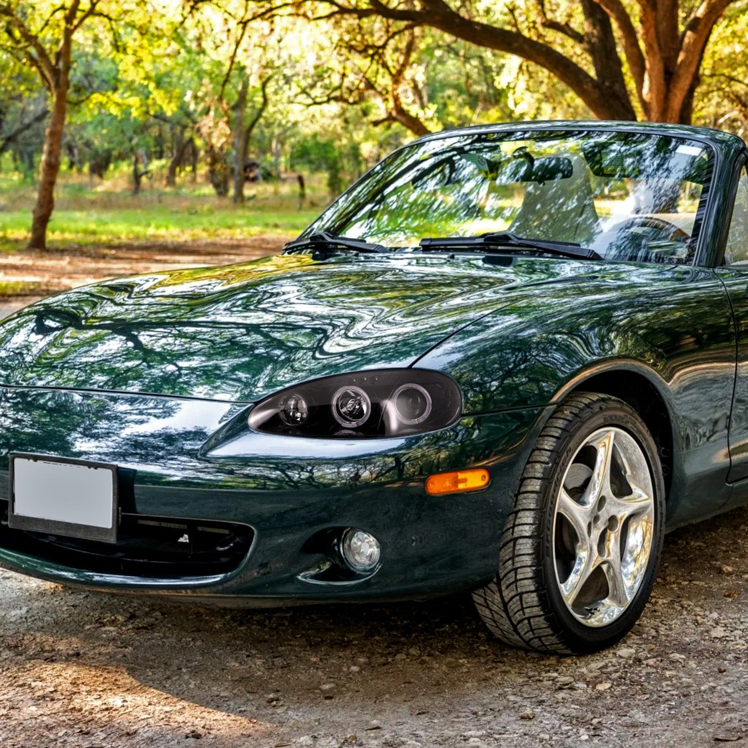 2001-2005 Mazda Miata MX-5 Dual Halo Projector Headlights Glossy Black/Smoke