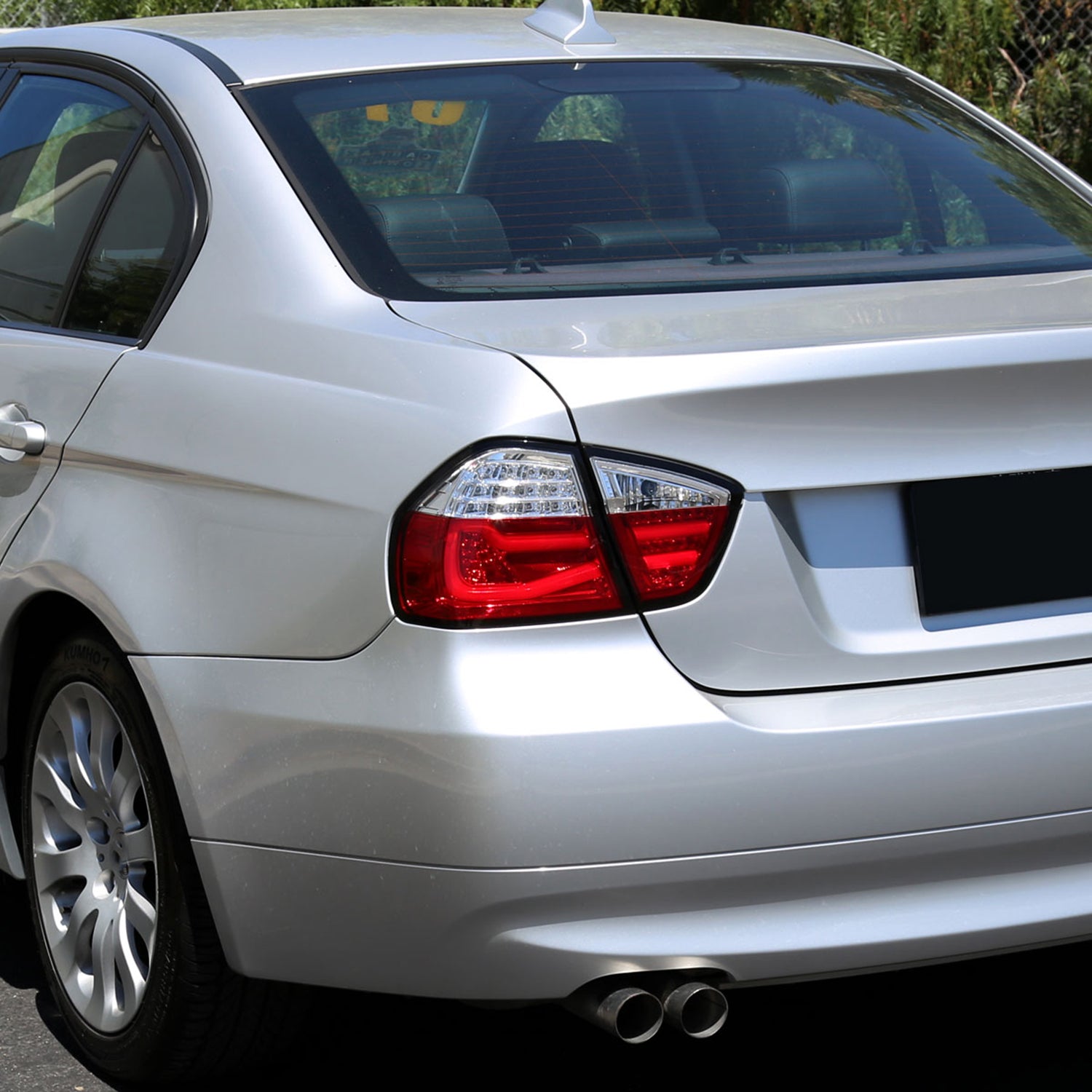 2006-2008 BMW E90 3 Series Sedan LED Tail Lights Chrome/Red Clear Lens