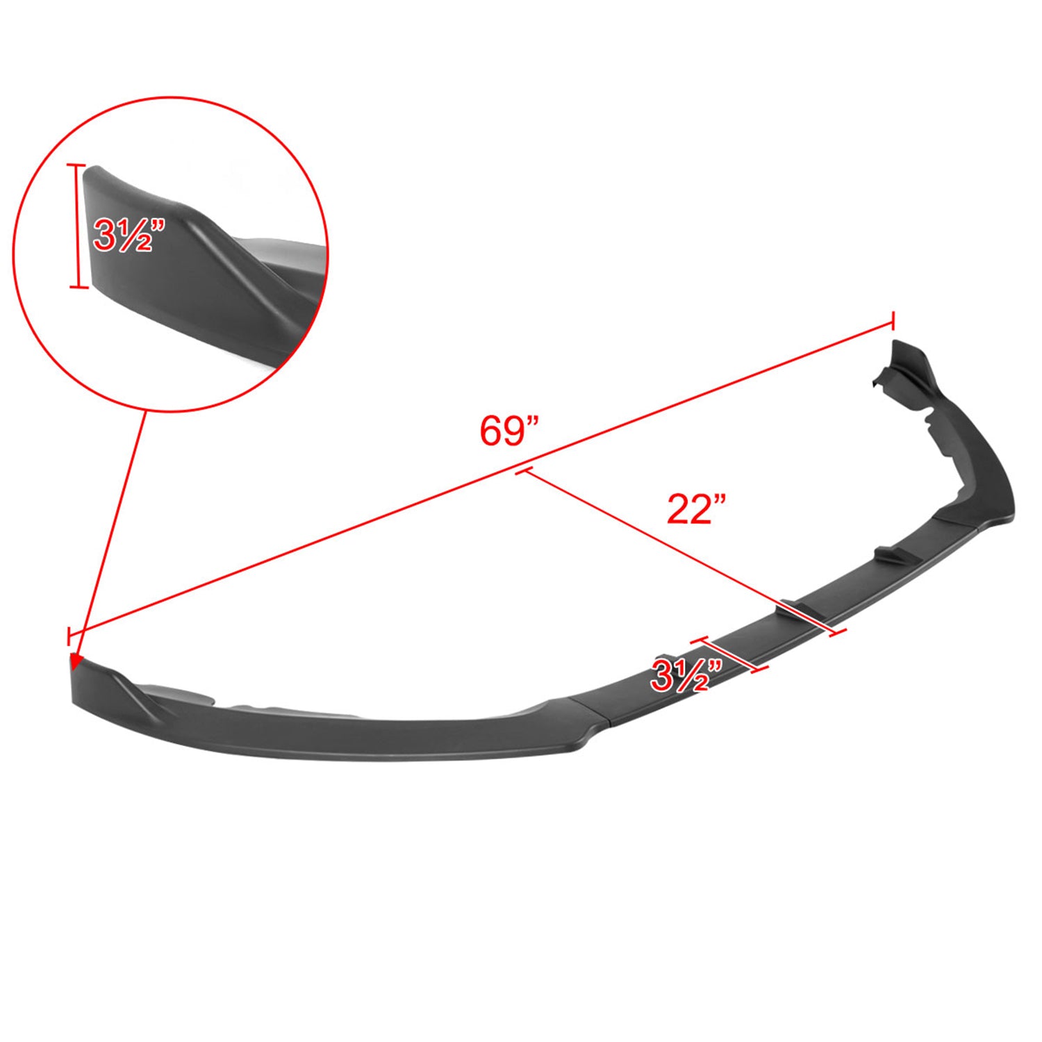 2019-2020 Ford Fusion Matte Black 3Pcs Front Bumper Lip Splitter Kit