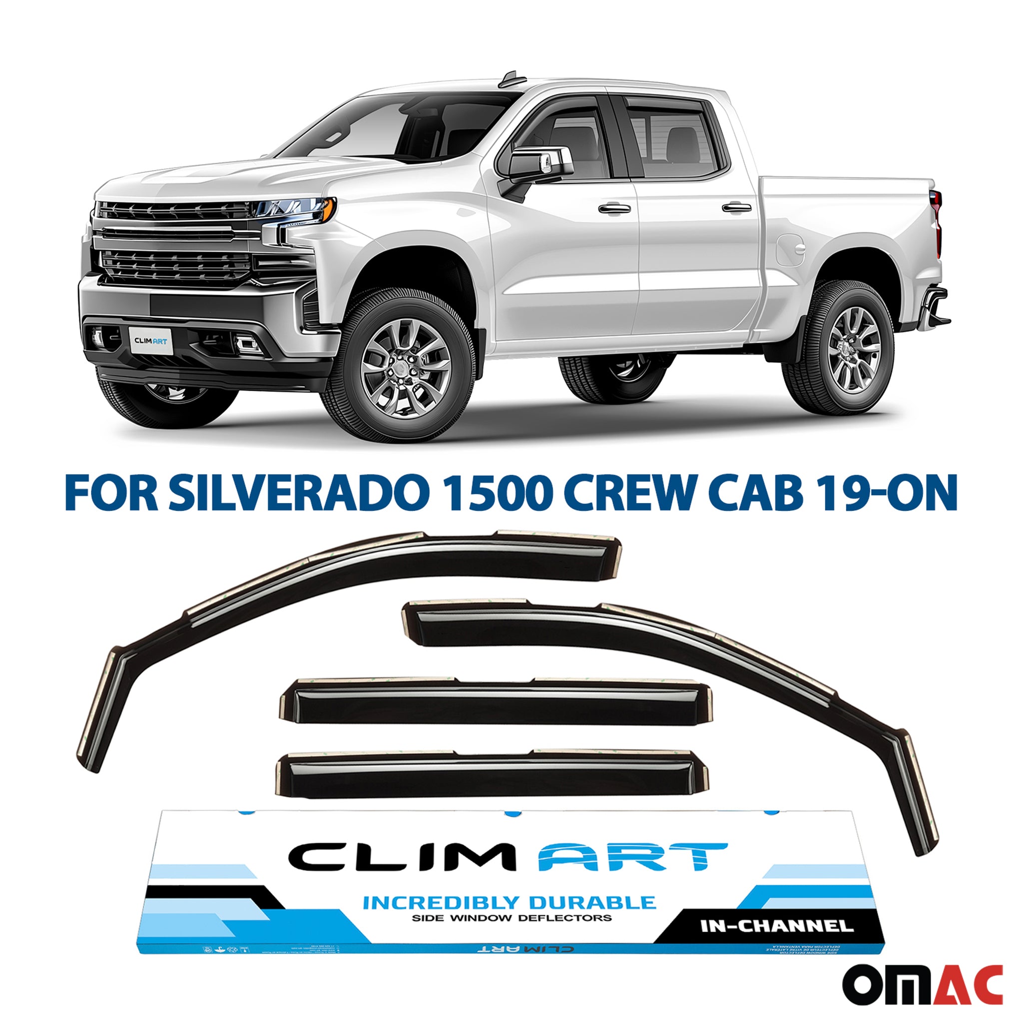 Clim Art Wind Deflectors for Chevrolet Silverado 1500 2019-2025 Crew Cab 4 Pcs