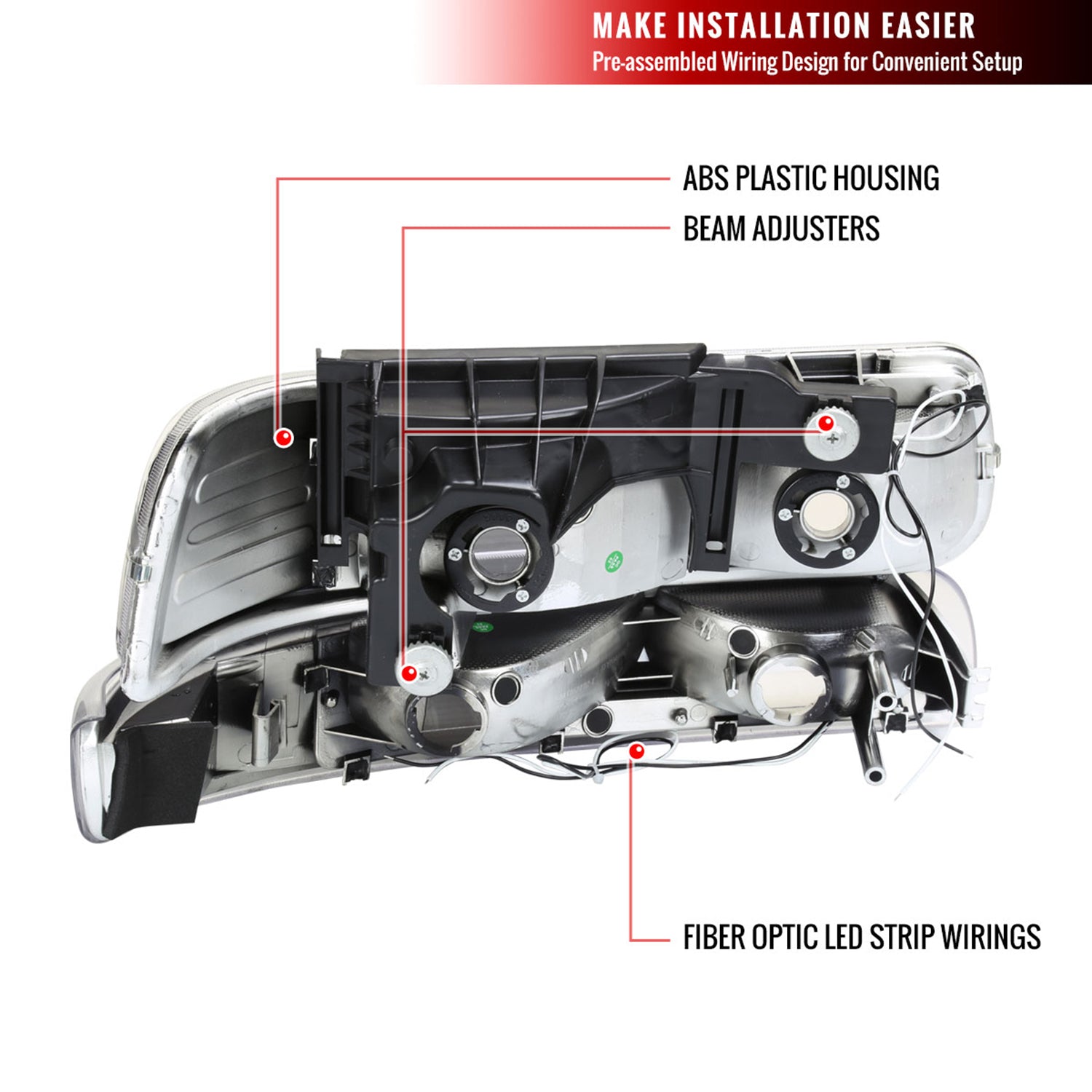 1999-2002 Chevy Silverado 1500 2500 /Tahoe Suburban LED Headlights Chrome