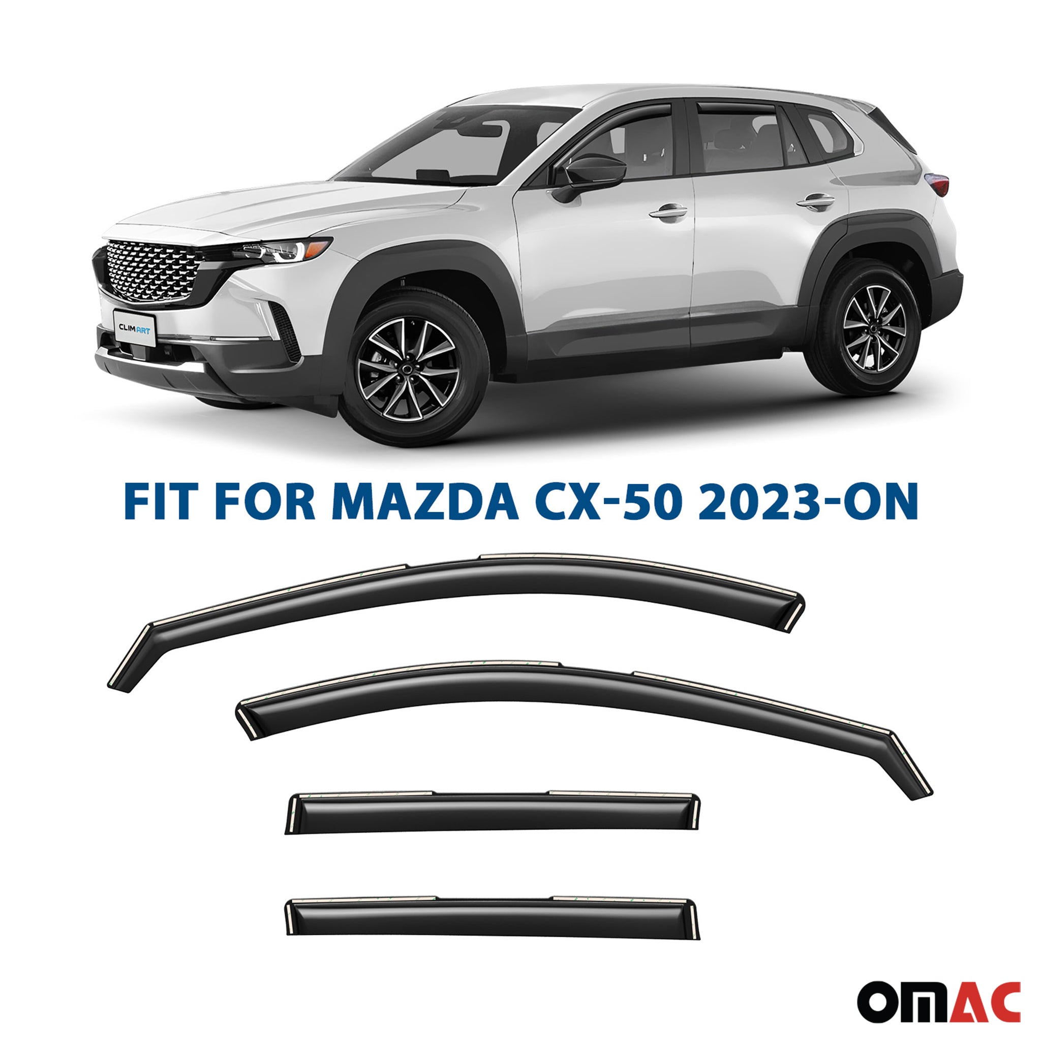 Clim Art Wind Deflectors for Mazda CX-50 2023-2025 Shatterproof Dark Smoke 4 Pcs
