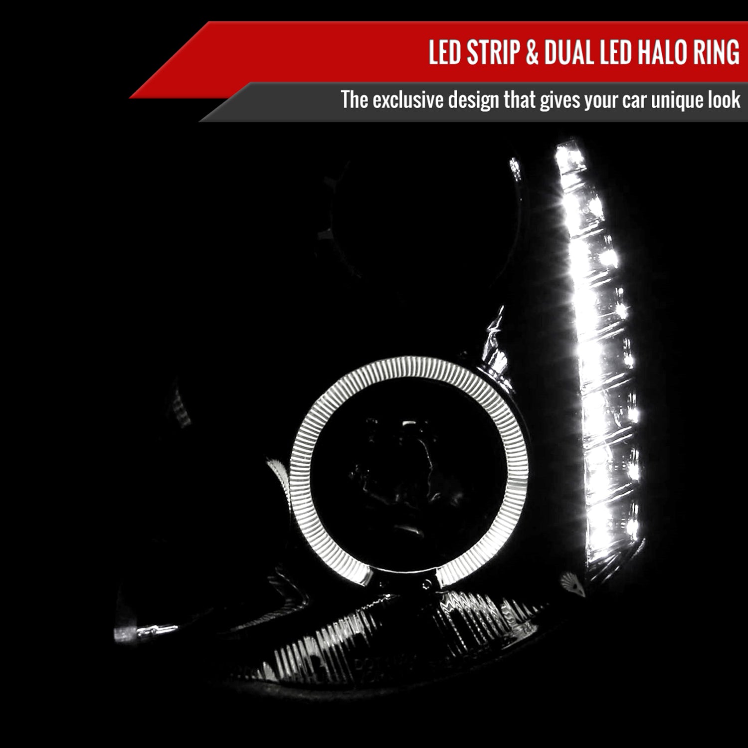 2005-2006 Infiniti G35 Sedan Halo Projector Headlights SMD LED Light Black