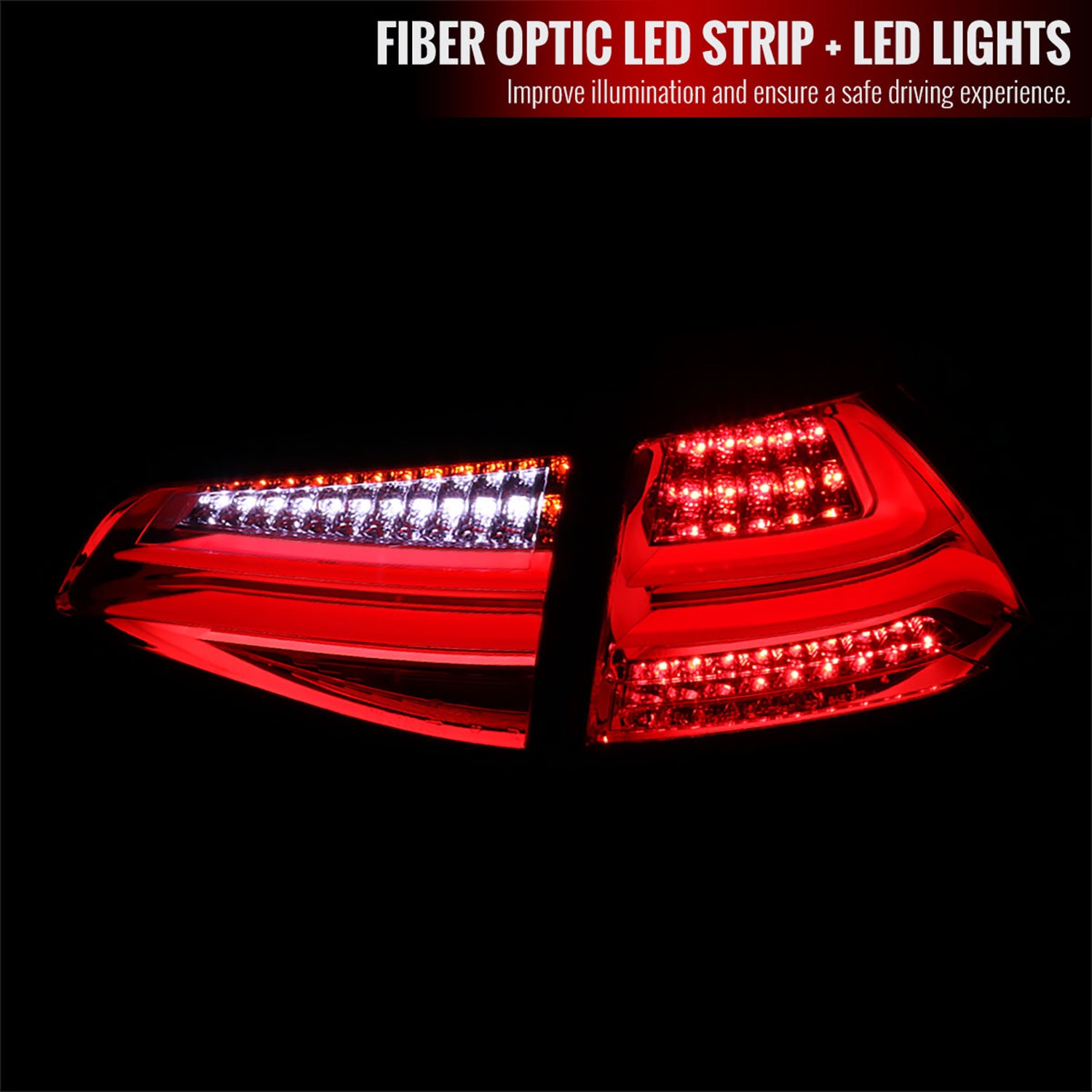 2015-2017 VW Golf/GTI LED Tail Lights Chrome Housing/Red Lens