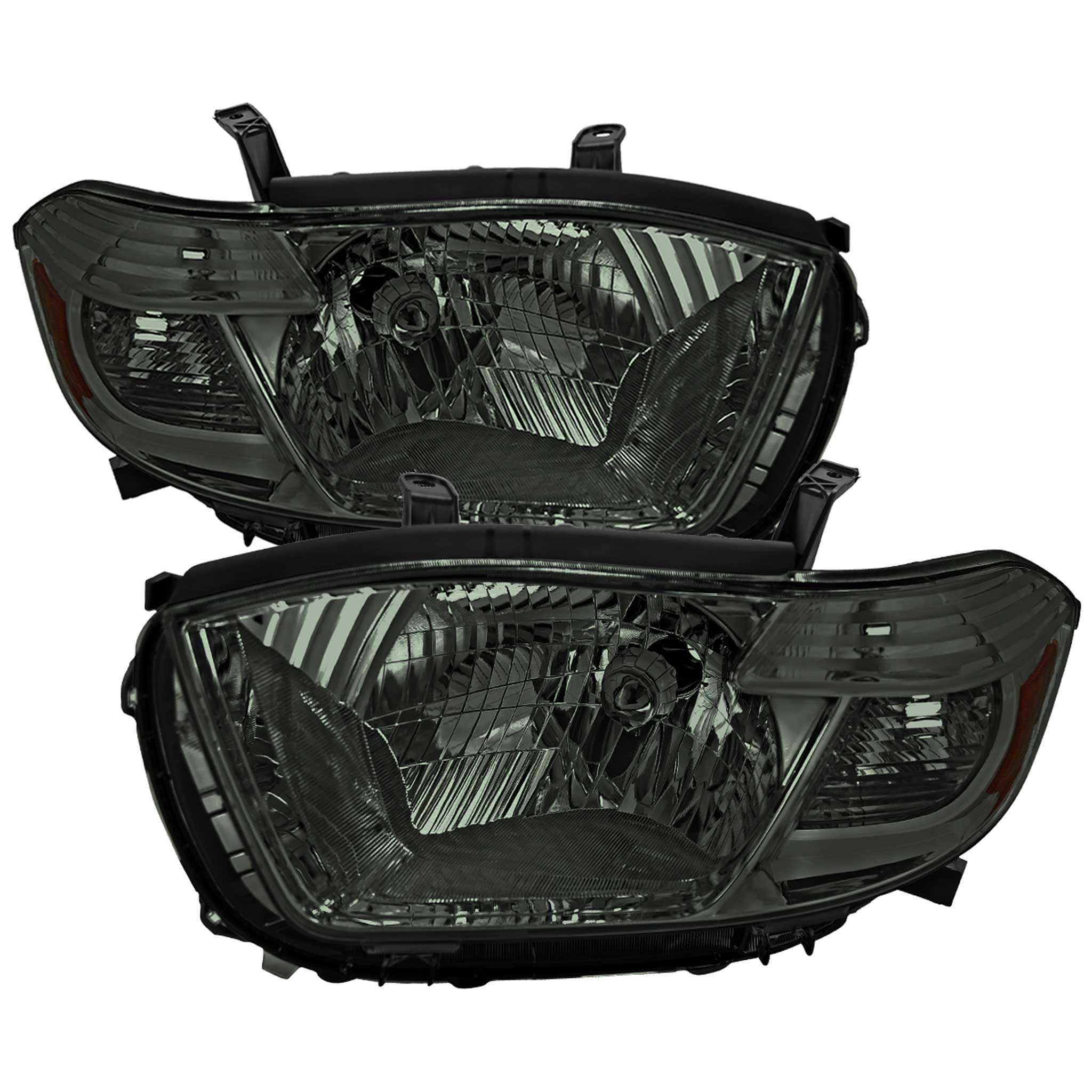 For Toyota Highlander 2008-2010 Factory Halogen Replacement Headlights Chrome Housing Smoked Lens