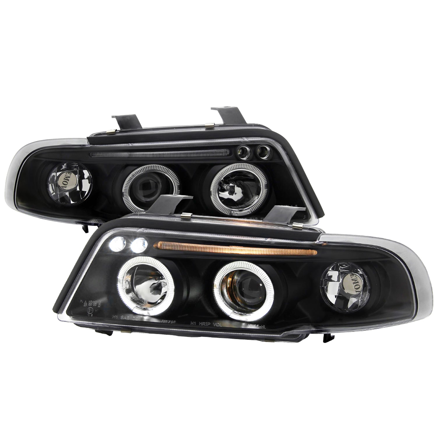 1996-1999 Audi A4 Dual Halo Projector Headlights Matte Black/Clear Lens