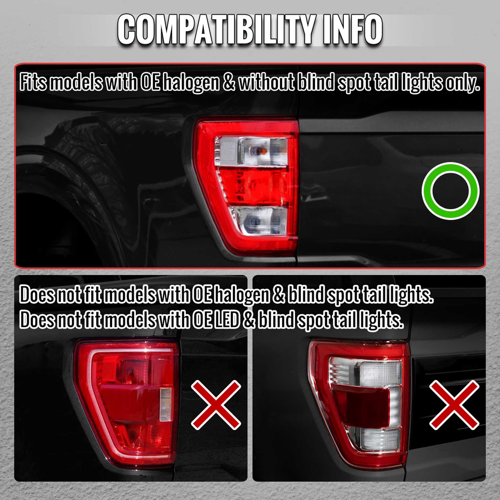 For Ford F-150 2021-2023 Full LED Tail Light Black Housing Clear Lens