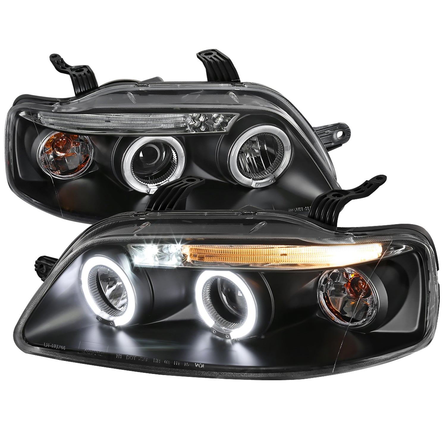 2004-2008 Chevy Aveo Dual Halo Projector Headlights Matte Black/Clear Lens
