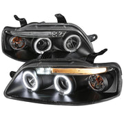 2004-2008 Chevy Aveo Dual Halo Projector Headlights Matte Black/Clear Lens