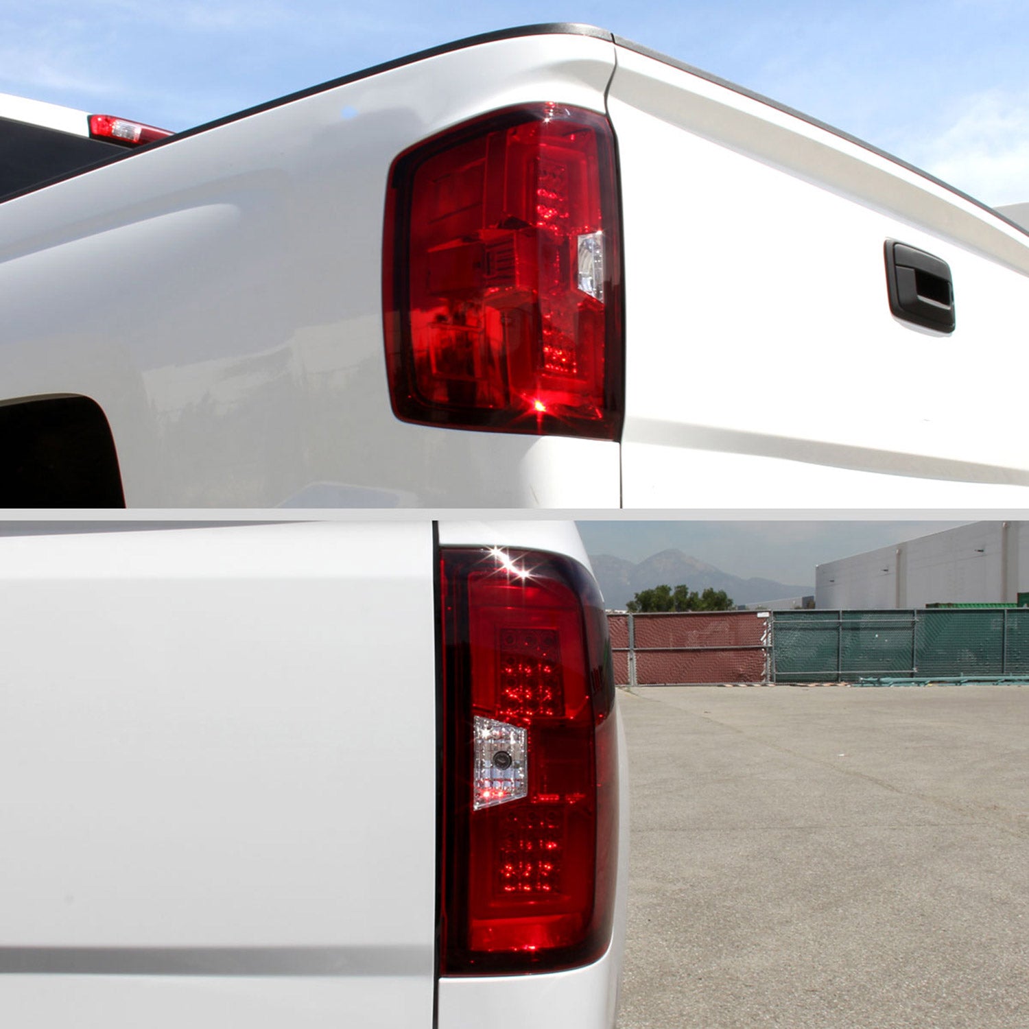 2014-2018 Chevy Silverado 1500 2500HD/Sierra 3500HD LED Tail Lights Chrome/Red