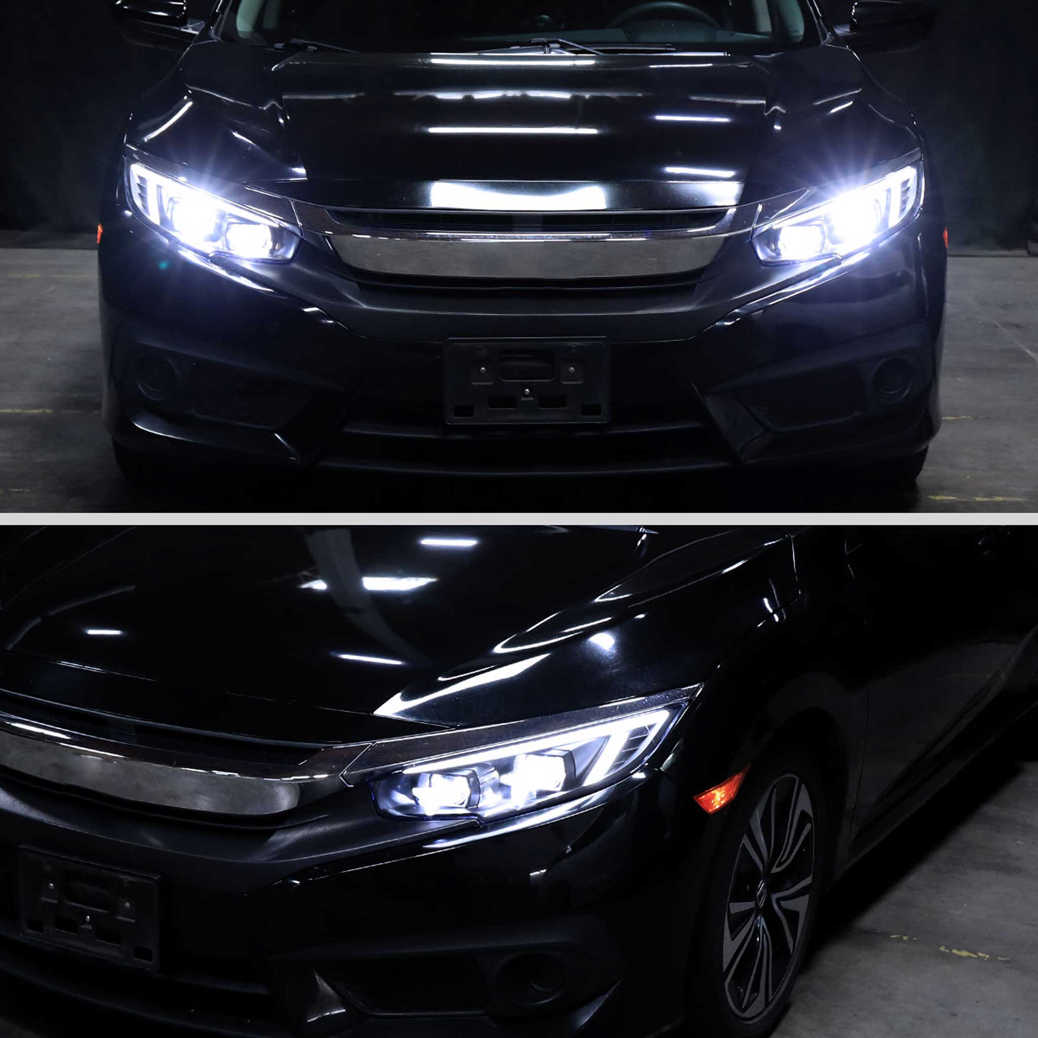 For Honda Civic 2016-2021 Full LED Projector Headlights Sequential DRL Matte Black Clear Lens