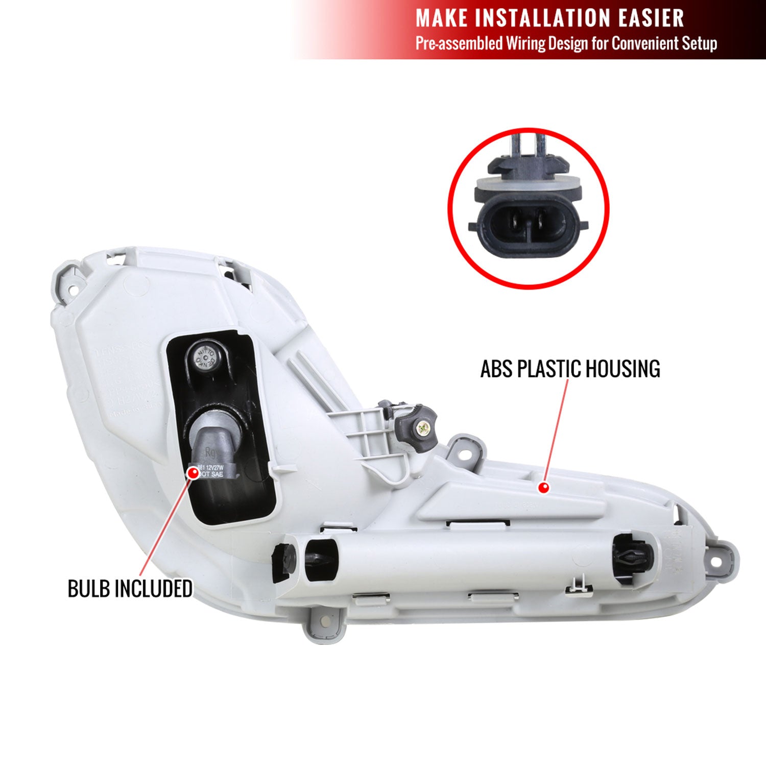 2012-2017 Hyundai Accent 12V/27W 881 Fog Lights Kit Chrome/Clear Lens