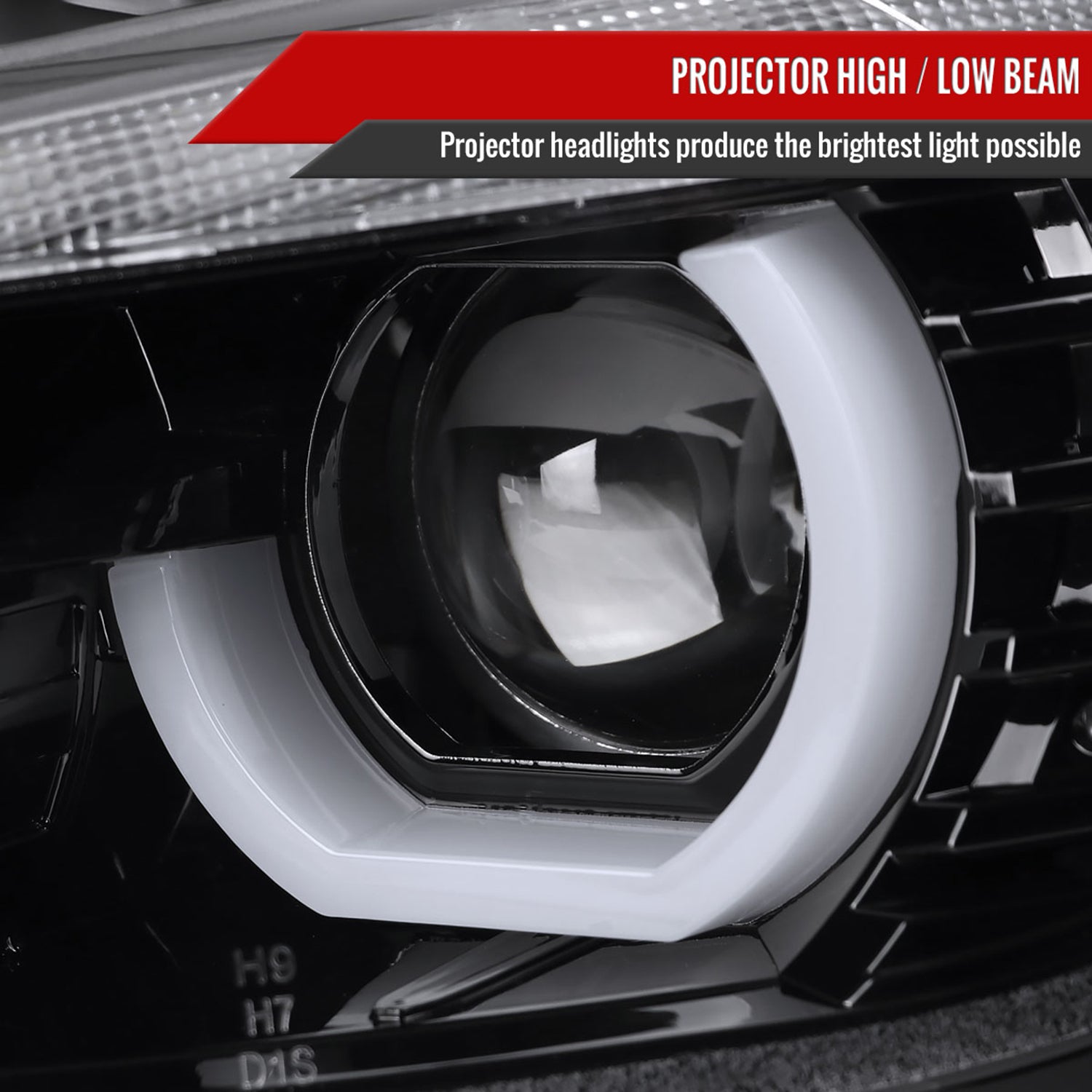 2012-2015 BMW F30 3 Series Sedan Dual U-Bar Headlights LED Signal Lights Jet Black