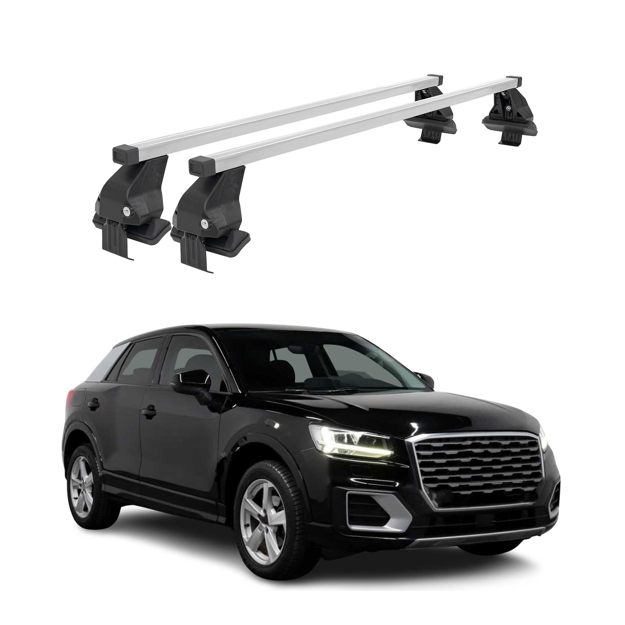 Smooth Roof Racks Cross Bars Luggage Carrier for Audi Q2 2018-2024 Silver 2x
