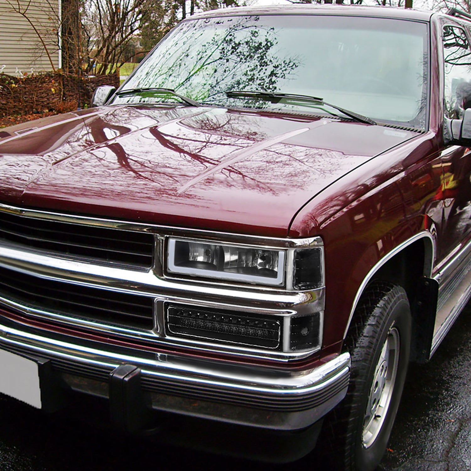 1988-1998 Chevy C/K C10/Tahoe/Sierra/Yukon/Suburban LED Headlights Matte Black