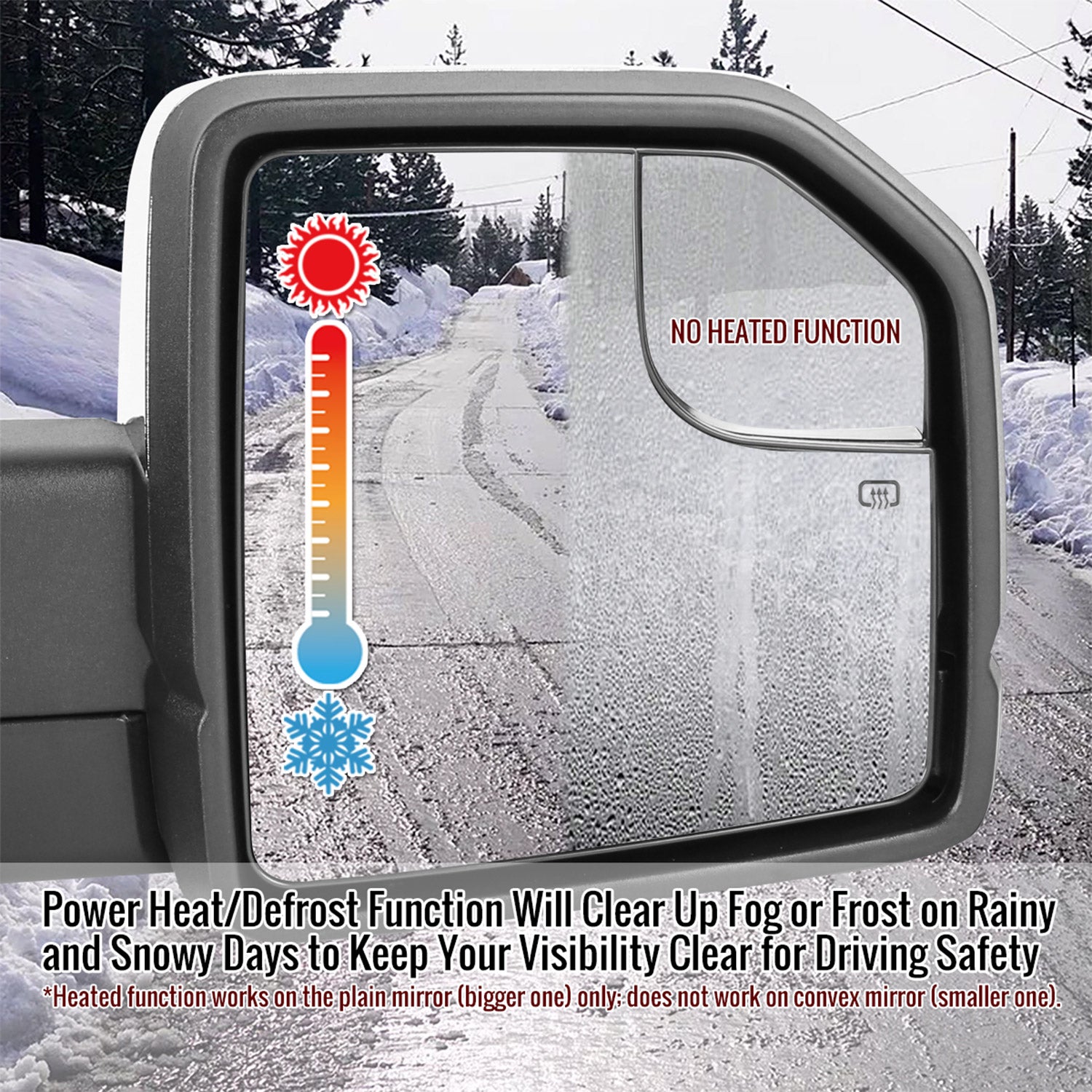 2015-2020 Ford F-150 Chrome Heated Side Mirror LED Turn Signal Passenger Side