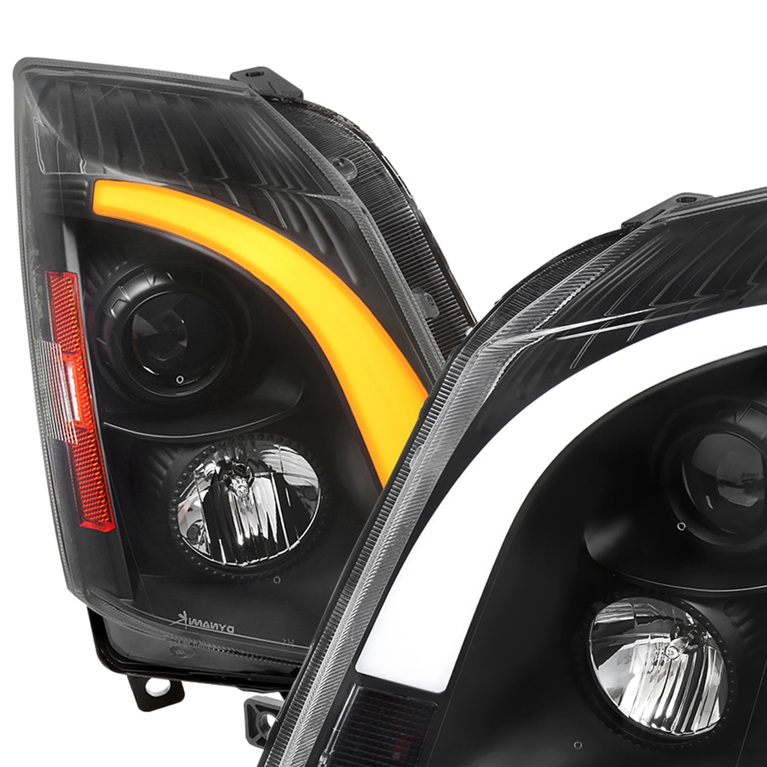 2008-2014 Cadillac CTS Sequential LED Bar Projector Headlights Matt Black