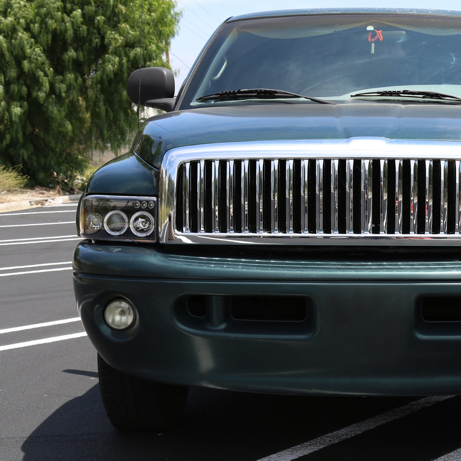 1994-2001 Dodge RAM Dual Halo Projector Headlights Matte Black/Clear Lens