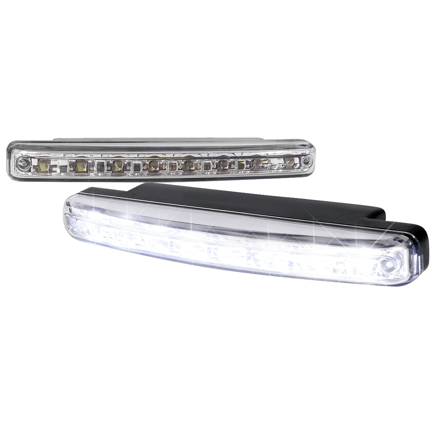 Universal 4W 8 LED 6000K Daytime Running Lights Chrome Housing/Clear Lens