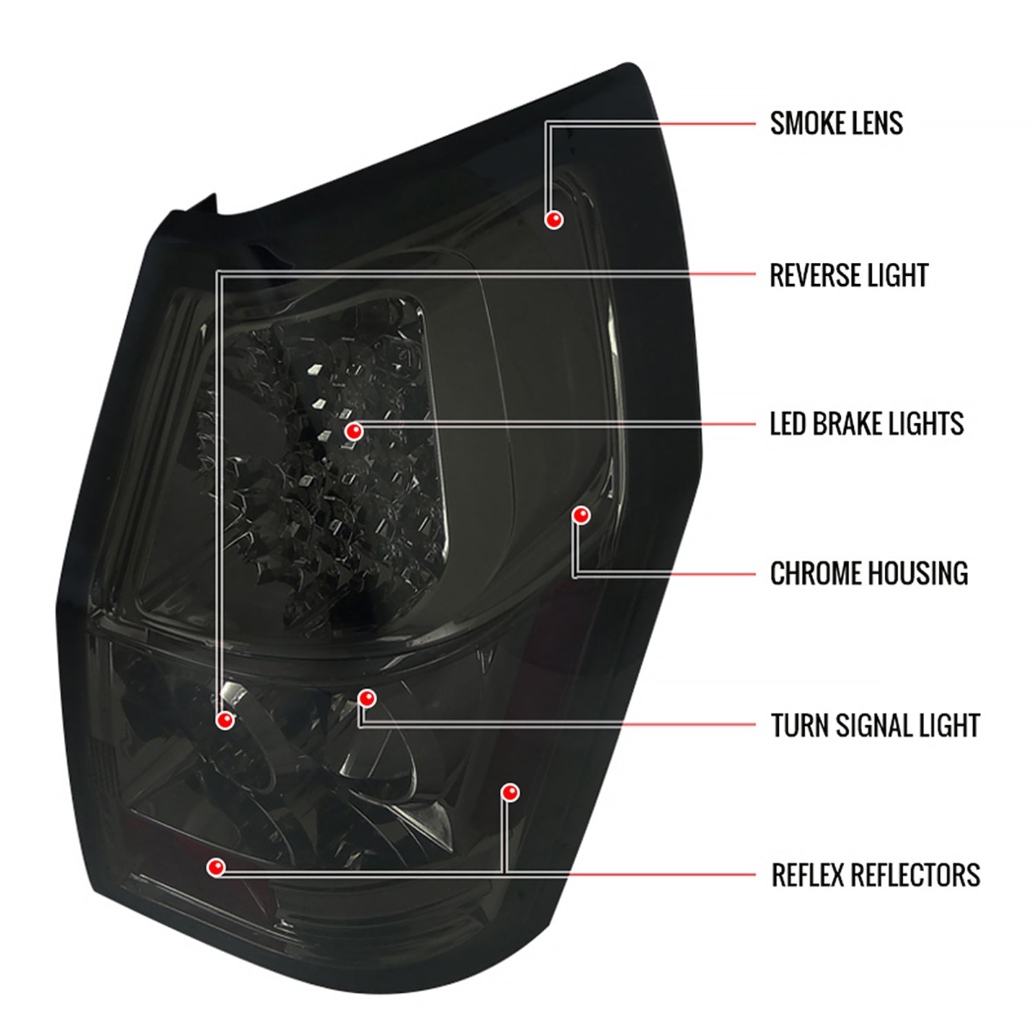 2005-2008 Dodge Magnum LED Tail Lights Chrome Housing/Smoke Lens