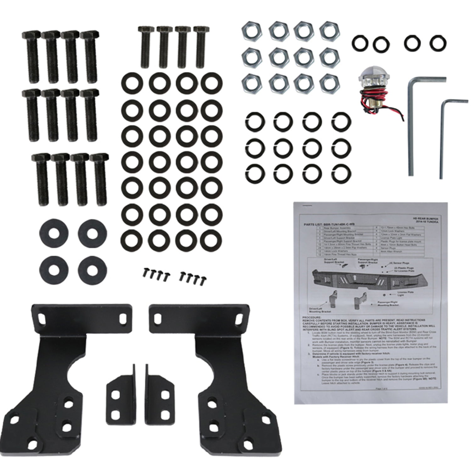 2014-2021 Toyota Tundra Black Heavy Duty Steel Rear Step Bumper w/License Lamp