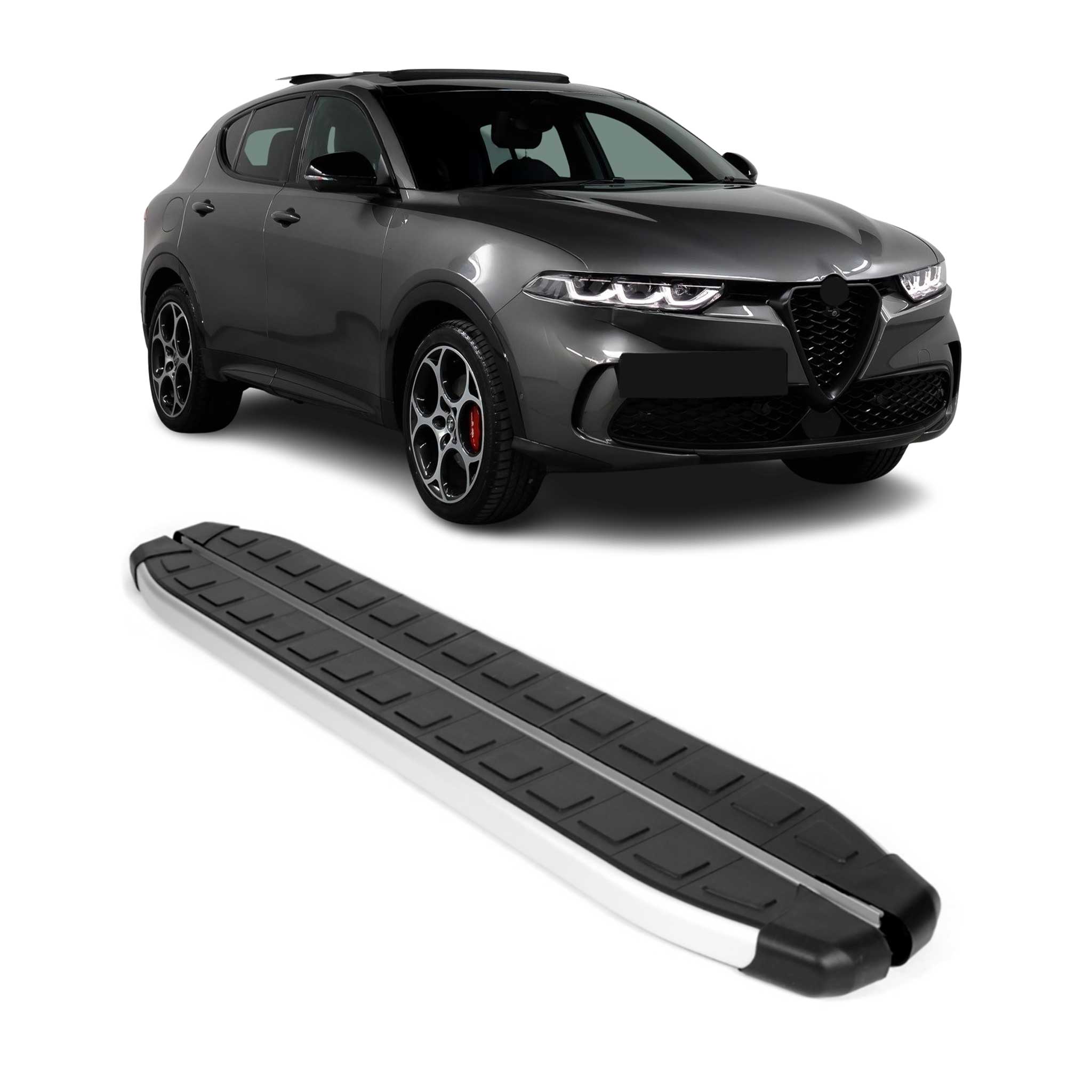 2023-2024 Alfa Romeo Tonale Running Boards Side Steps Silver & Black