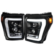 2011-2016 F-250/350/450/550 Super Duty LED CBar Projector Headlights Black