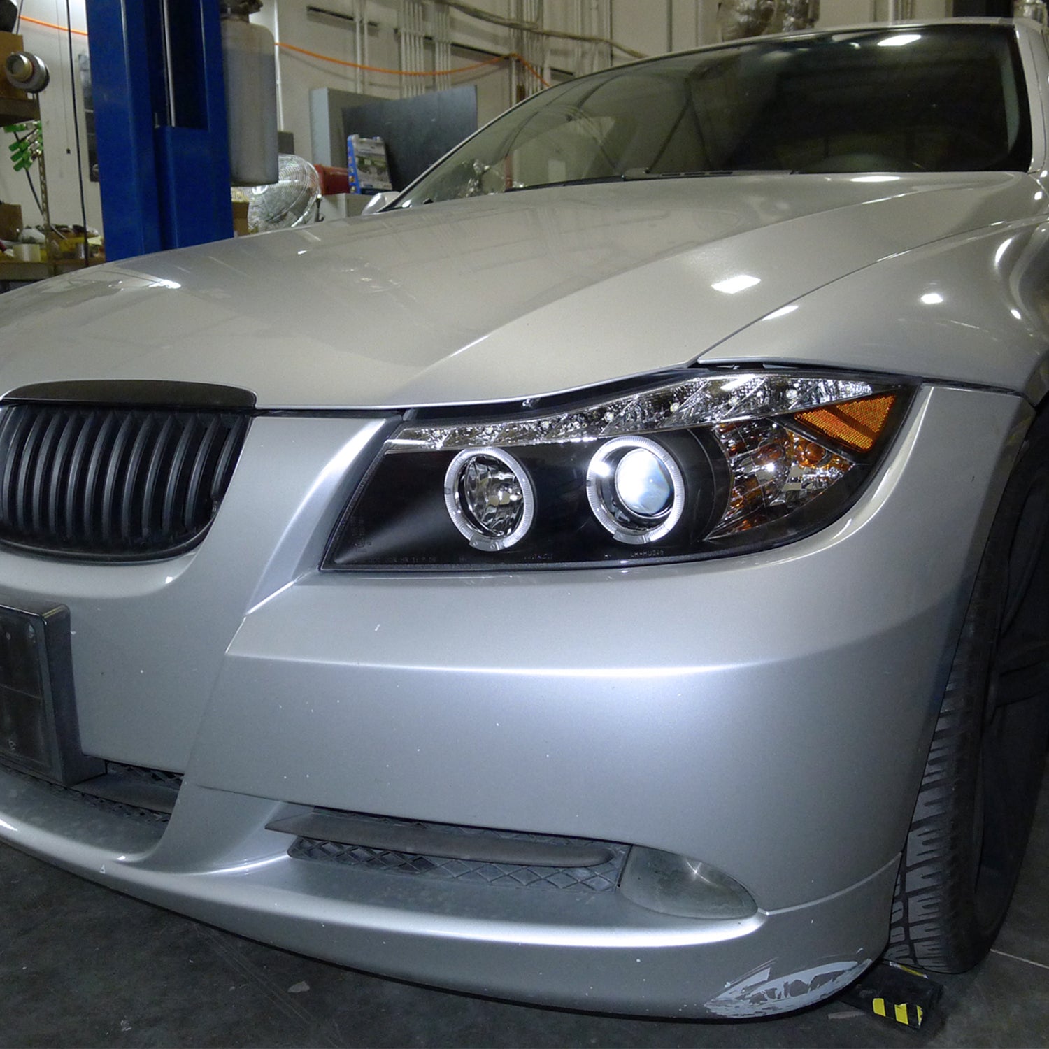 2006-2008 BMW E90 3 Series Sedan Dual Halo Projector Headlights LED Black