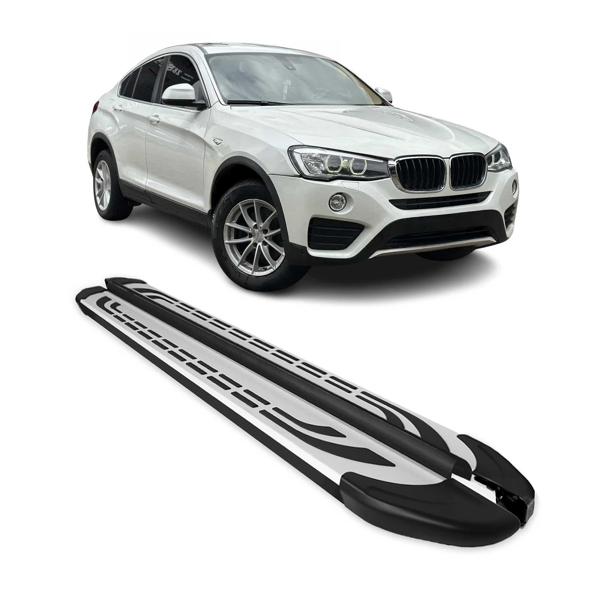 2015-2018 BMW X4 F26 Running Boards Side Steps Silver & Black