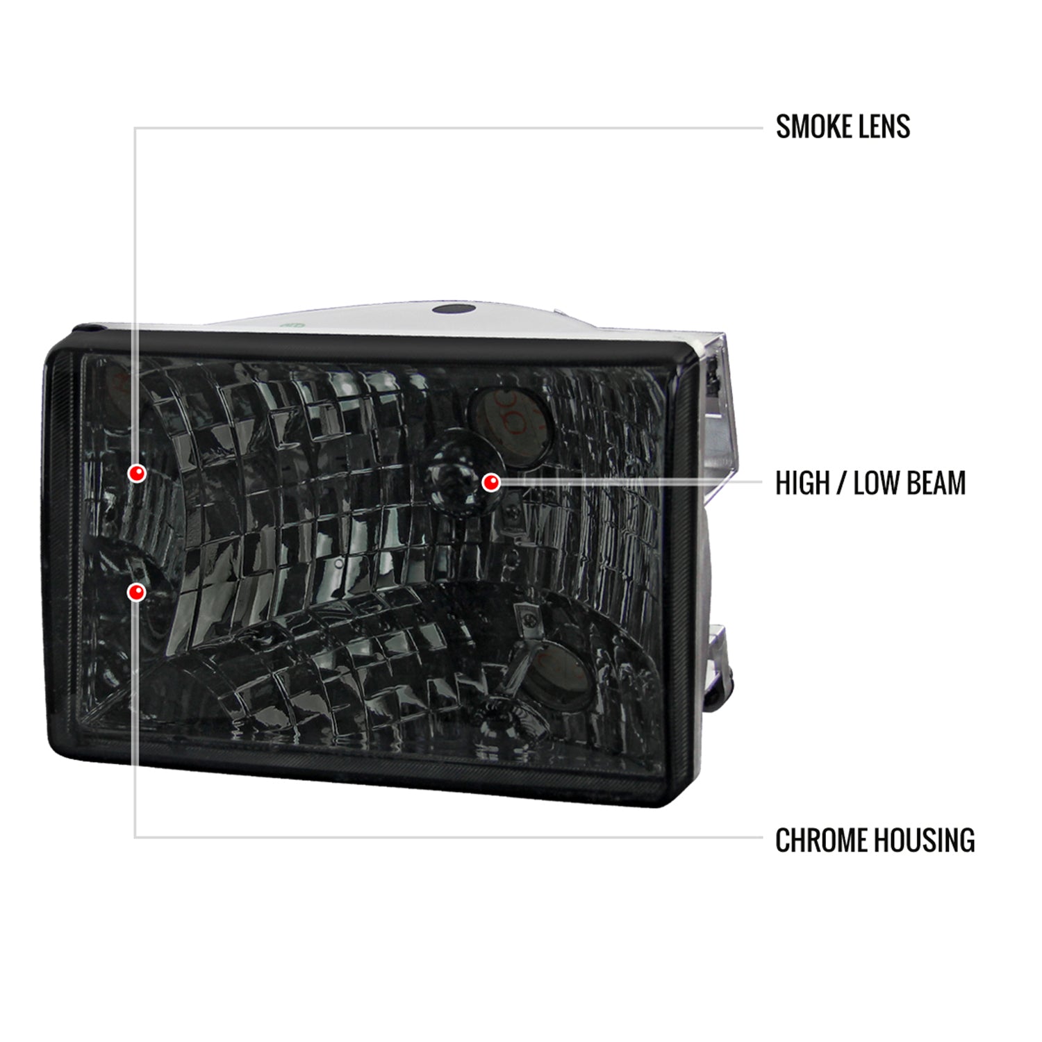 1993-1998 Jeep Grand Cherokee Factory Style Headlights Chrome/Smoke Lens