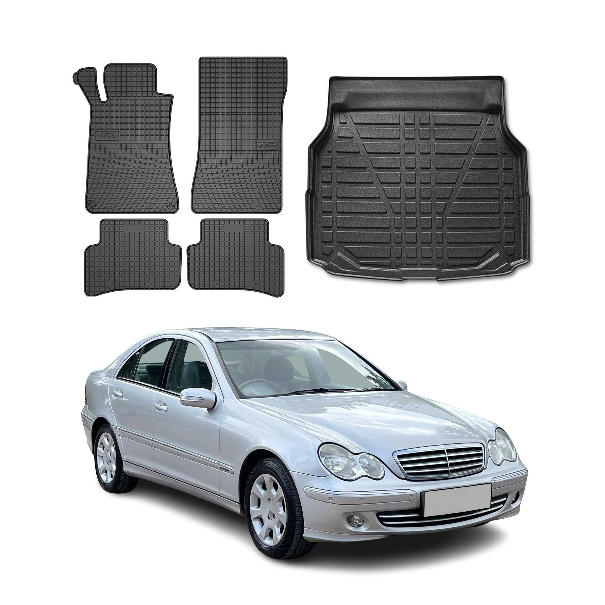 2001-2009 Mercedes C Class W203 Floor Mats & Cargo Liner Full Set All Weather