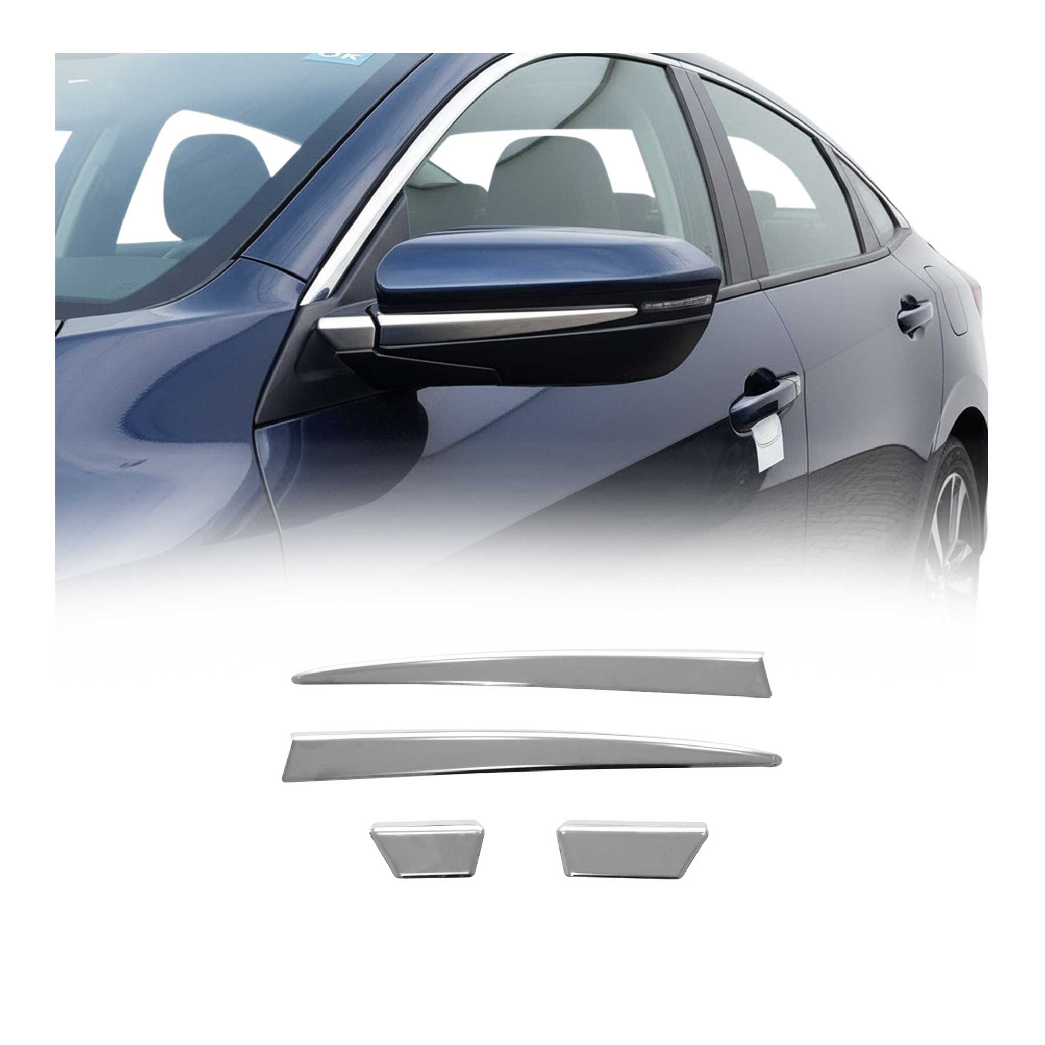 2016-2021 Honda Civic Side Mirror Cover Caps Silver 2Pcs Stainless Steel