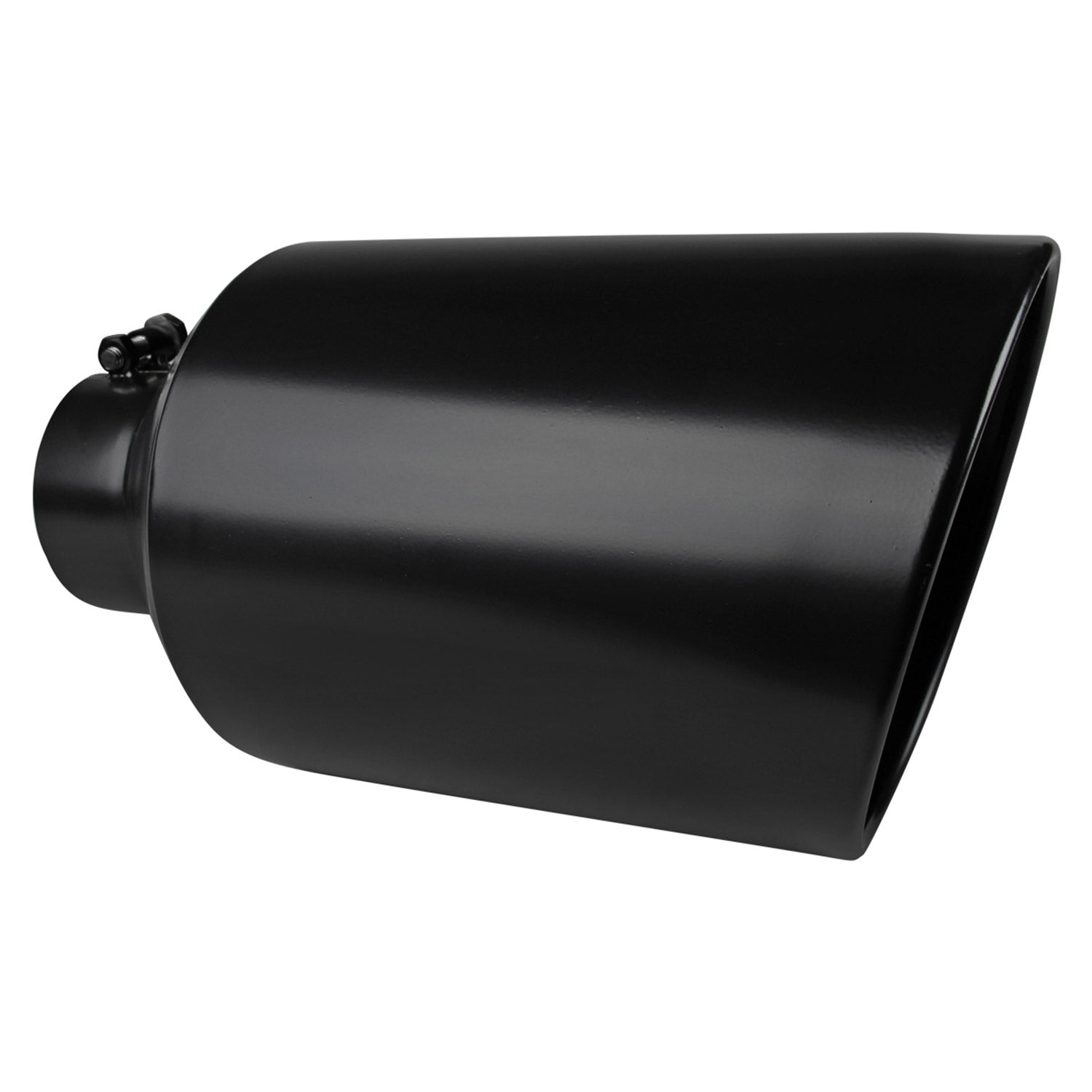 Universal 4" Inlet/8" Outlet Black Stainless Steel Bolt-On Angled Exhaust Tip