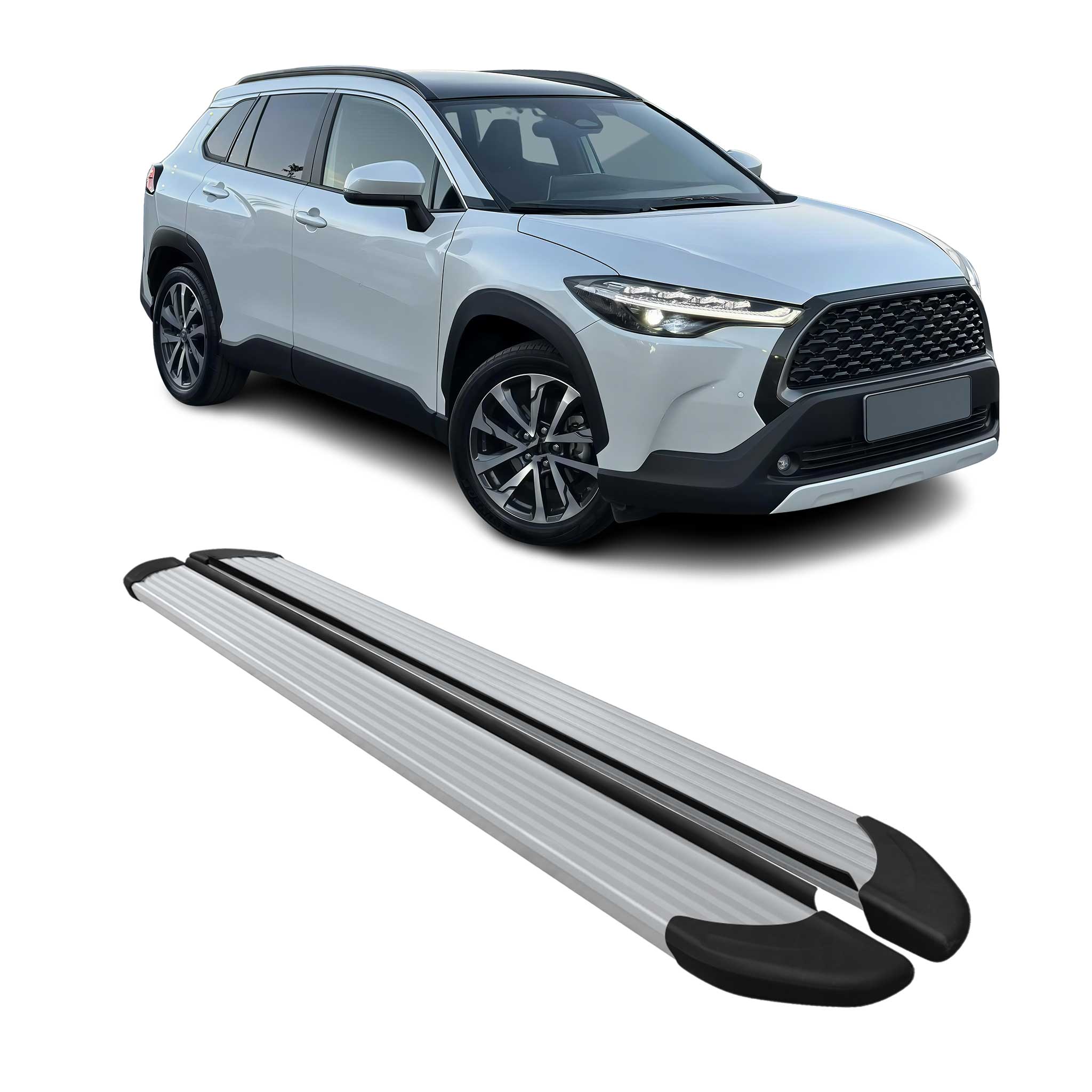 2022-2026 Toyota Corolla Cross Running Boards Side Steps Silver