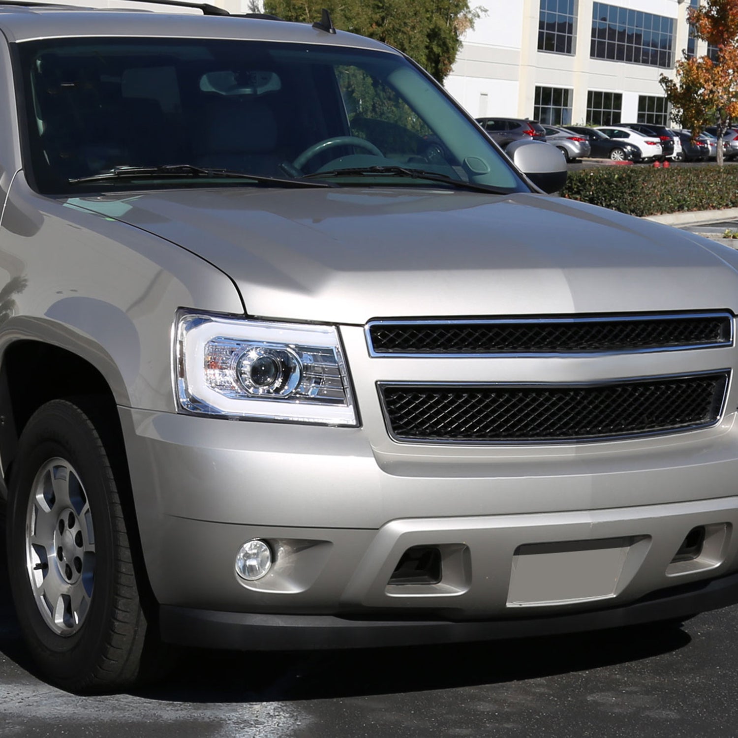 2007-2013 Chevy Avalanche/ 07-2014 Tahoe Suburban LED C-Bar Headlights Chrome