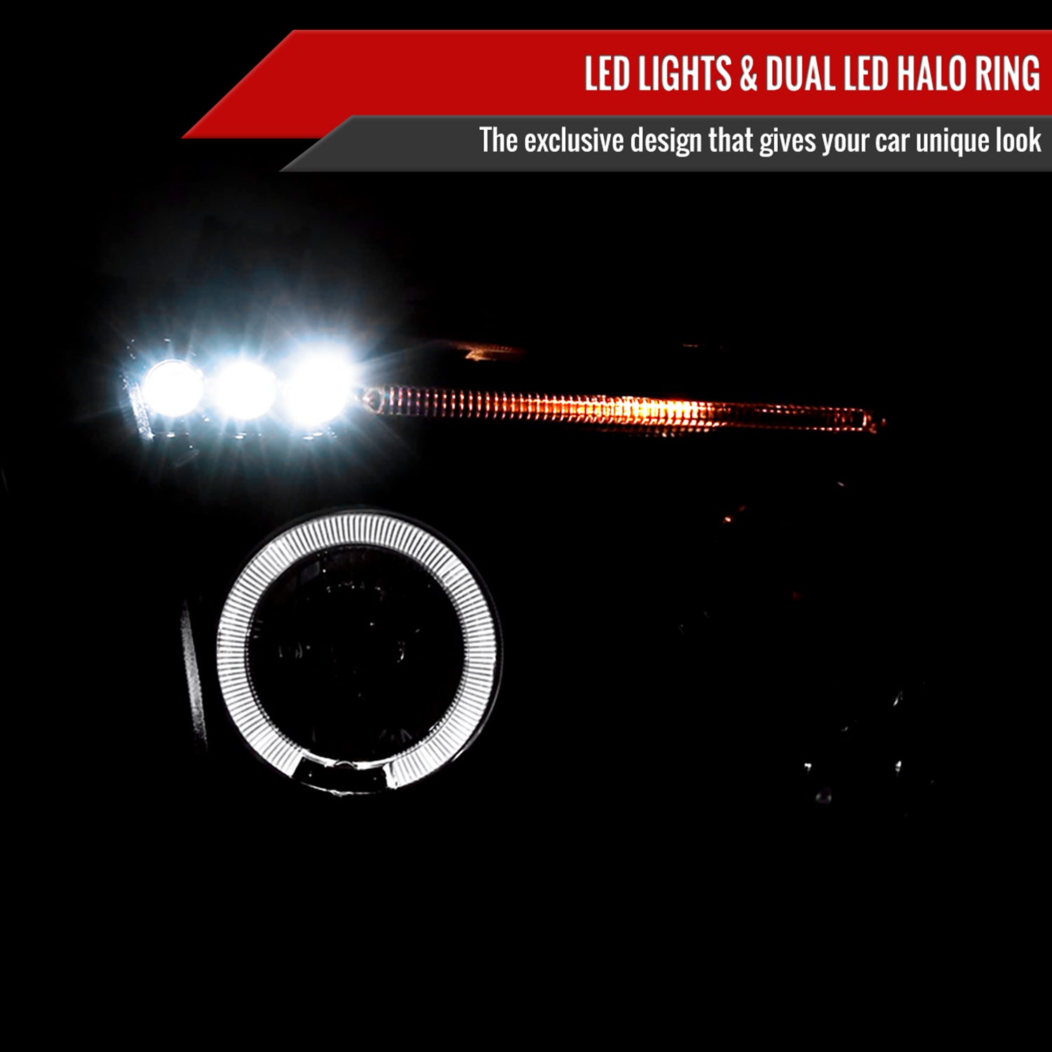 2007-2013 Toyota Tundra/ 08-2017 Sequoia Single Halo Projector Headlights Smoke