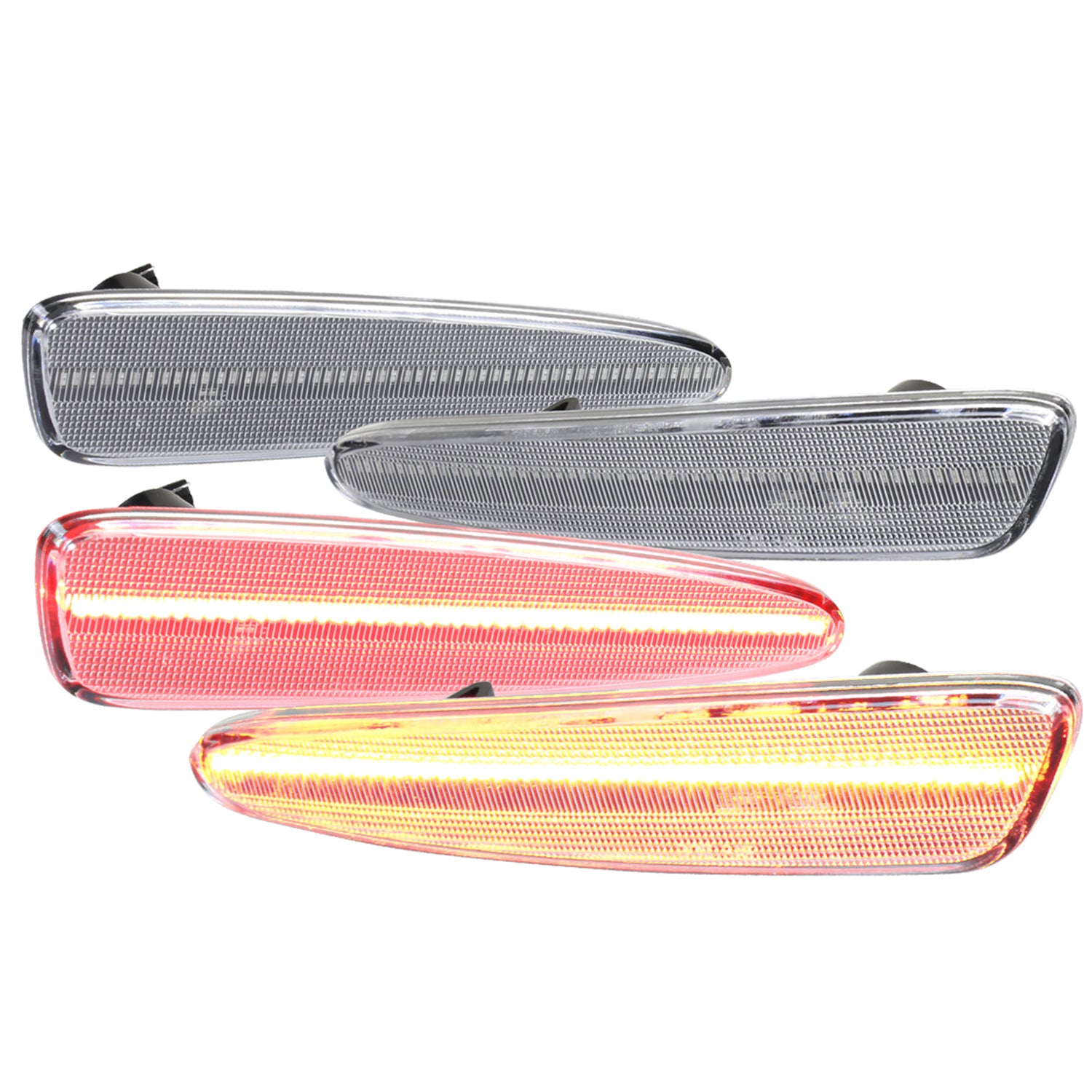 2005-2013 Chevy Corvette C6 Front & Rear LED Side Marker Lights Chrome/Clear