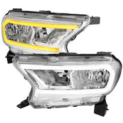 For Ford Ranger XL XLT  2019-2023  Factory Style Headlights LED Bar Turn Signal Chrome Housing Clear Lens
