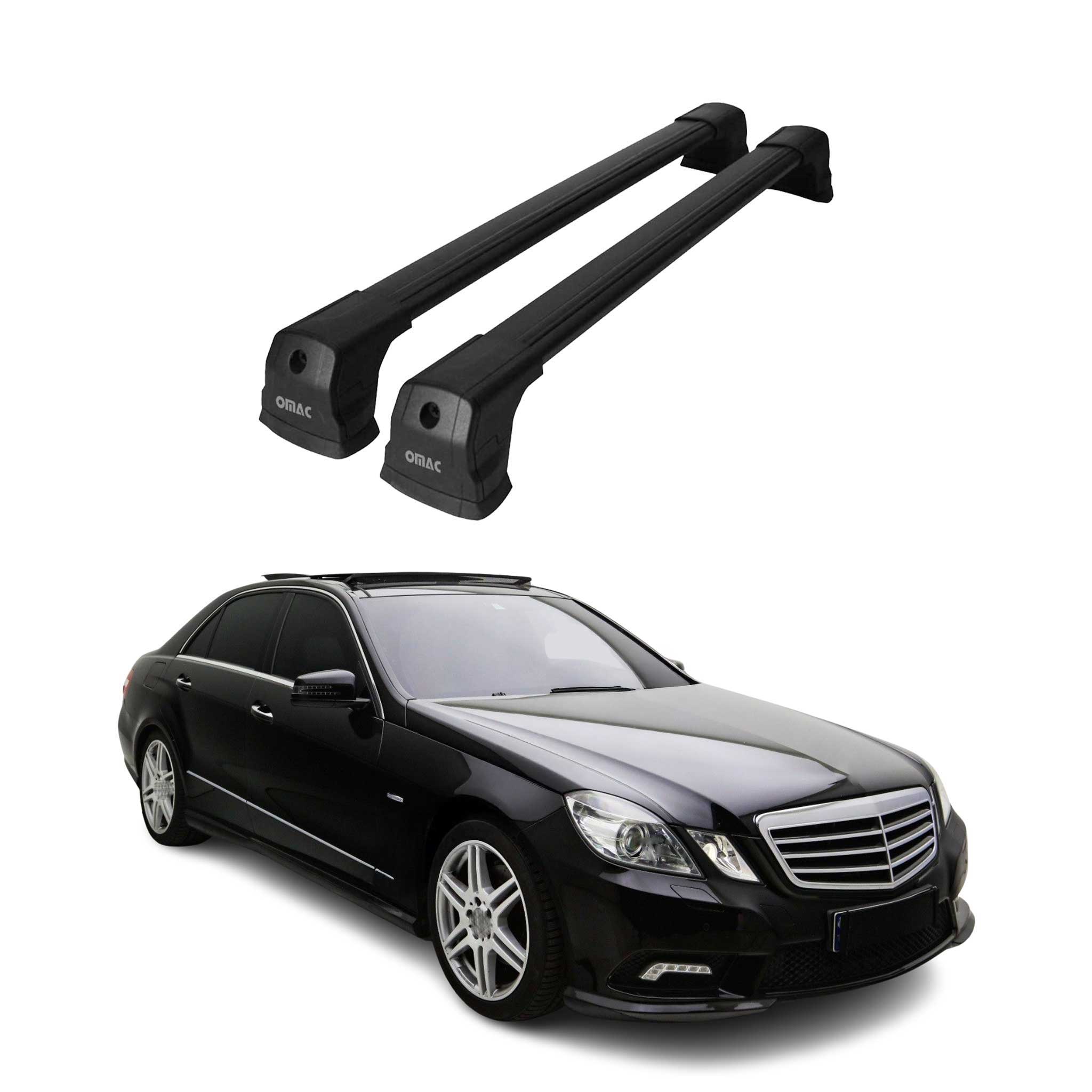 2010-2016 Mercedes E Class W212 Sedan Roof Rack Cross Bars Black Aluminium 2 Pcs