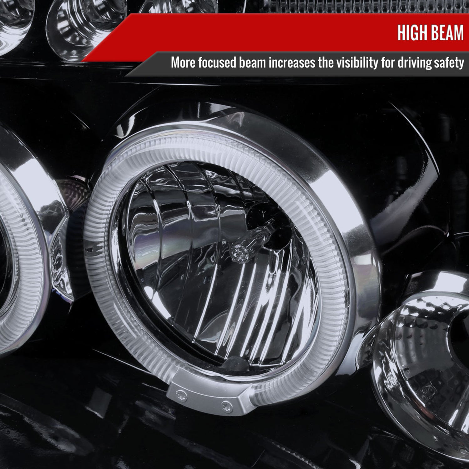 2001-2004 Nissan Frontier Dual Halo Projector Headlights Glossy Black/Smoke