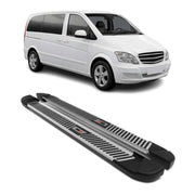 2016-2024 Mercedes Metris Short Running Boards Side Steps Silver & Black