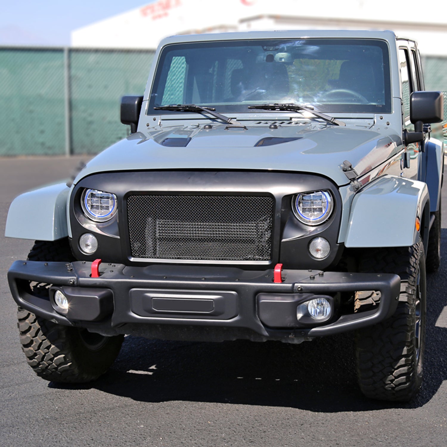 2007-2018 Jeep Wrangler Matte Black ABS Mesh Grille