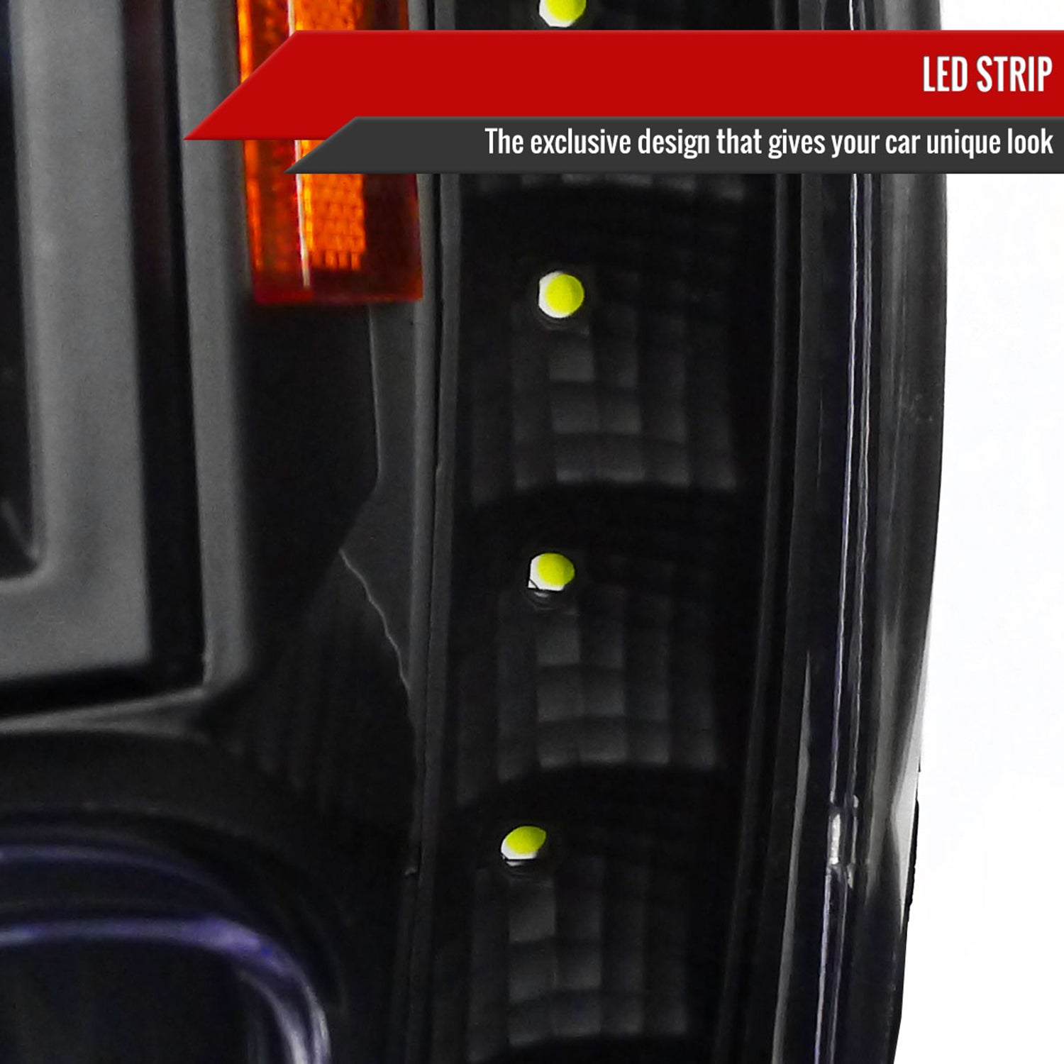 2002-2009 Chevy Trailblazer Projector Headlights LED Light Strip Matt Black