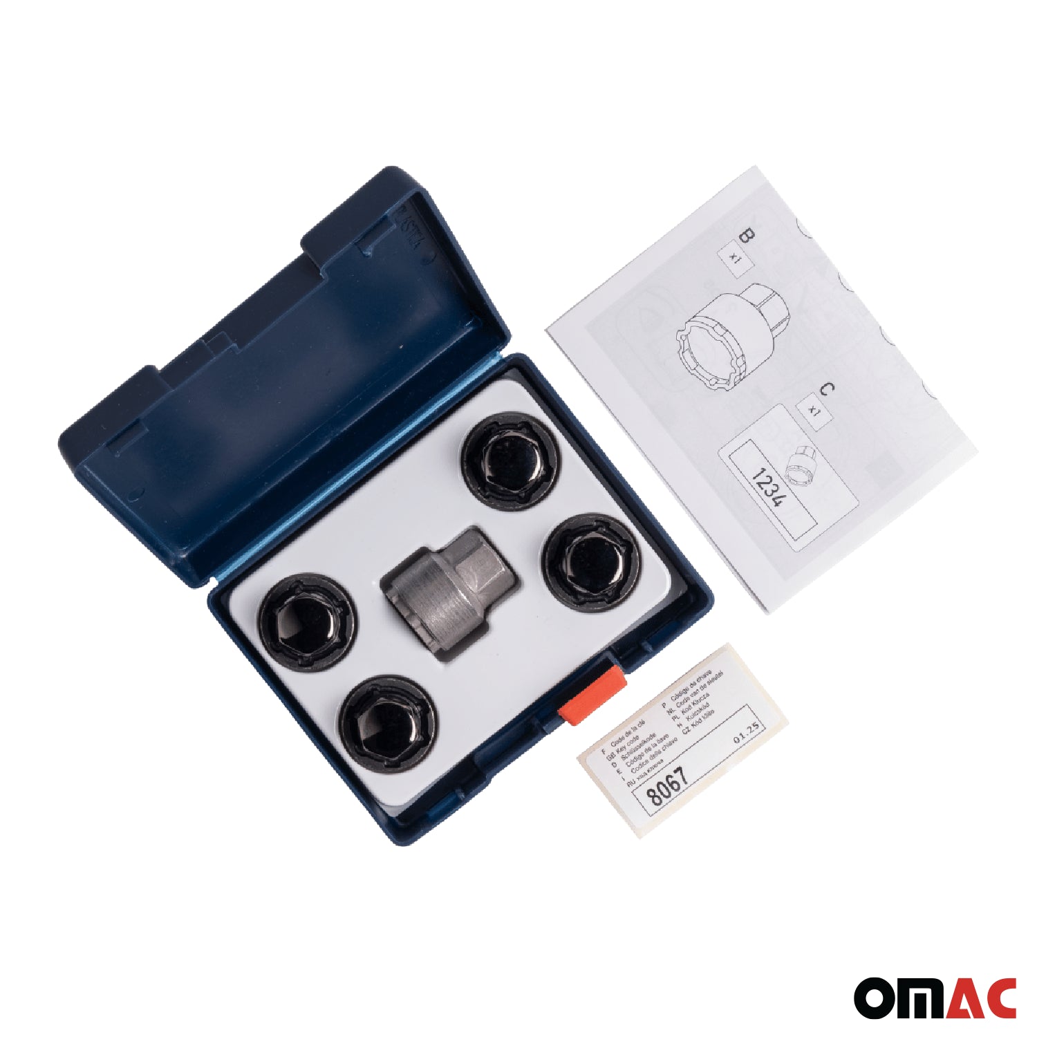 Wheel Lock Kit for Toyota Venza M12X1,5 Nut Chromed Black 4Locks & 1Key