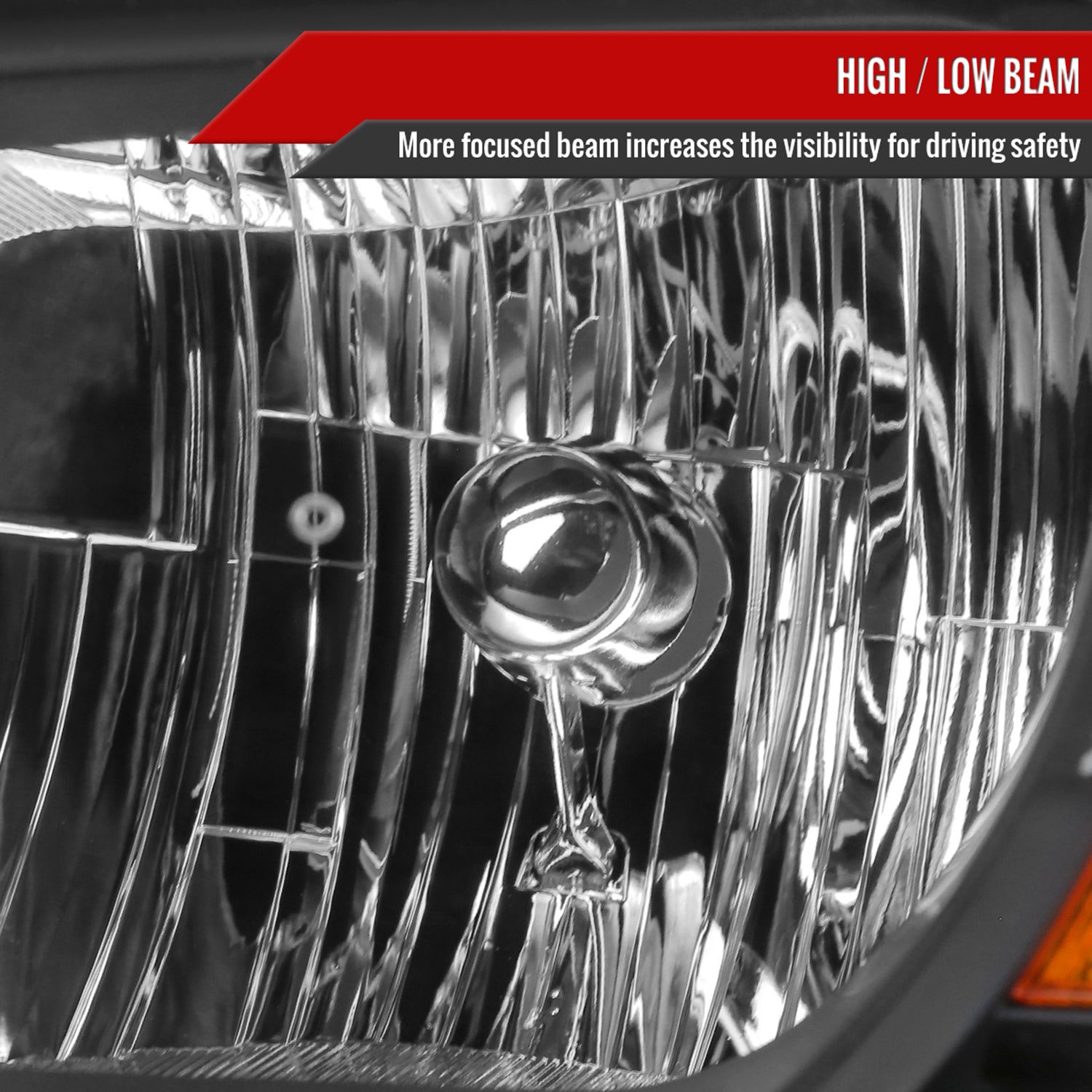 2008-2010 Dodge Grand Caravan Factory Crystal Headlights Amber Reflector Black