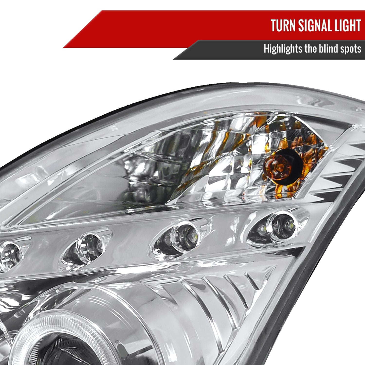 2003-2007 Infiniti G35 Coupe Dual Halo Projector Headlights Chrome/Clear Lens